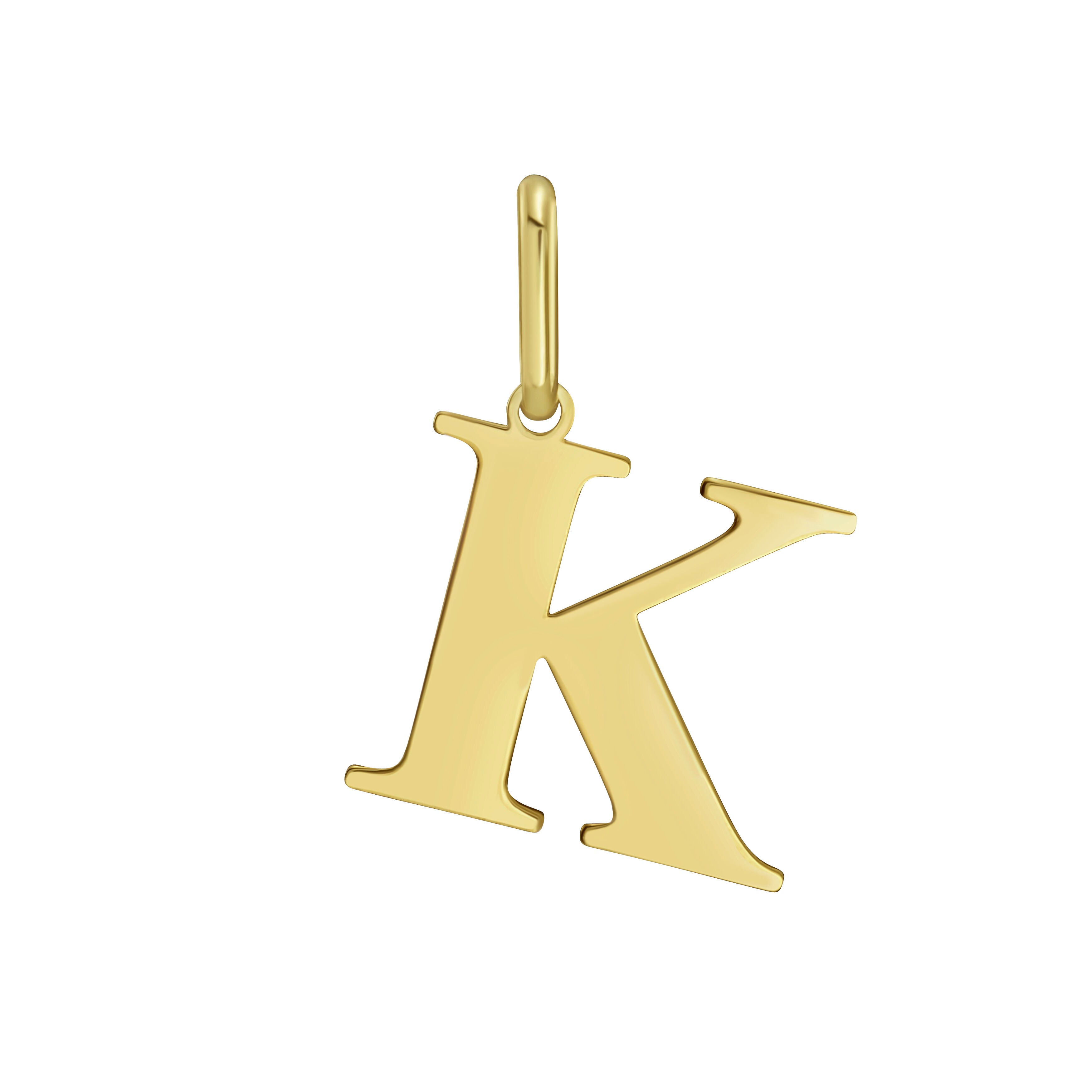 Solid 14K gold initial charm pendant with a polished letter design, a dainty and elegant piece of luxury jewelry that is durable, comfortable for everyday wear, and versatile enough for birthdays, anniversaries, weddings, and milestone celebrations.