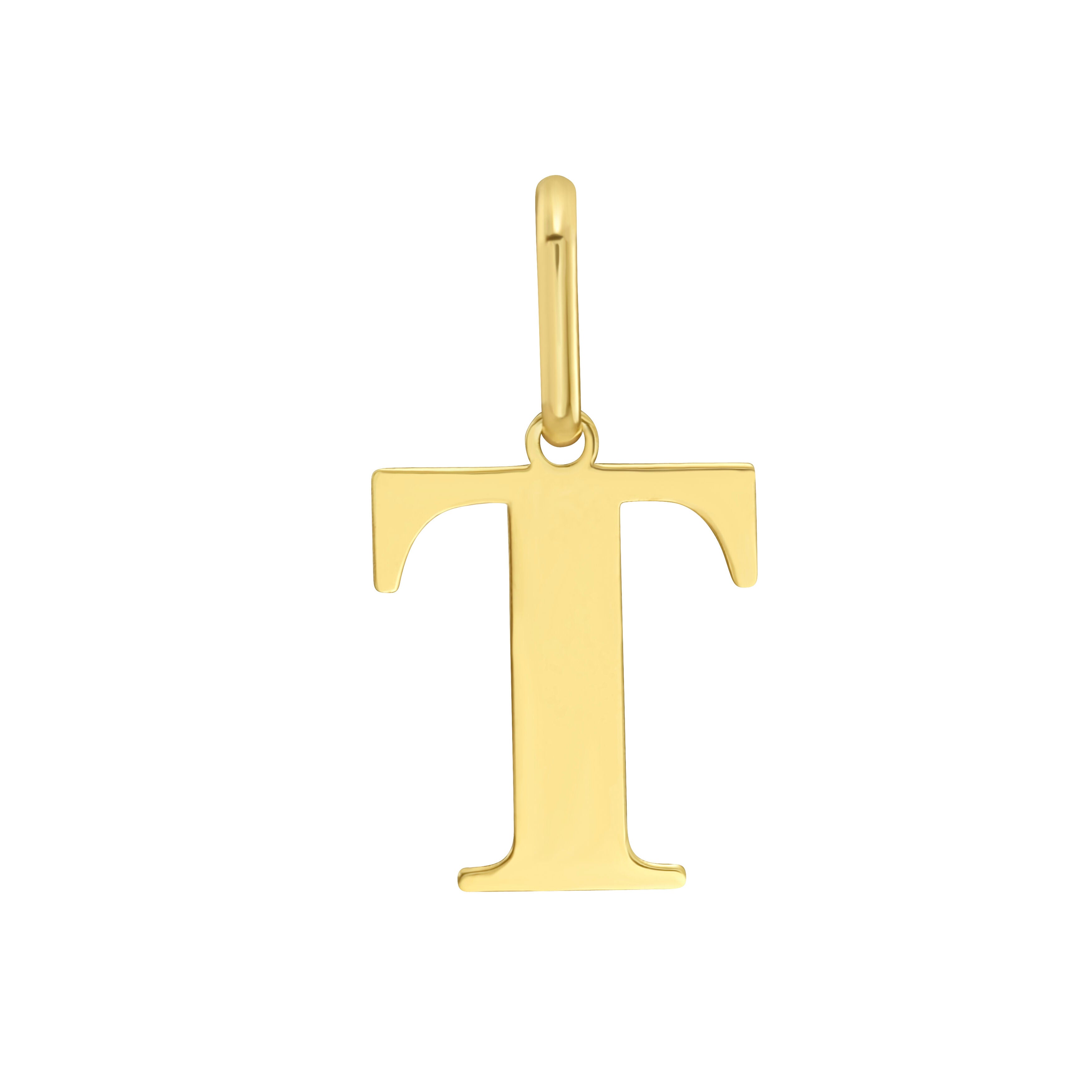 Solid 14K gold initial charm pendant with a polished letter design, a dainty and elegant piece of luxury jewelry that is durable, comfortable for everyday wear, and versatile enough for birthdays, anniversaries, weddings, and milestone celebrations.