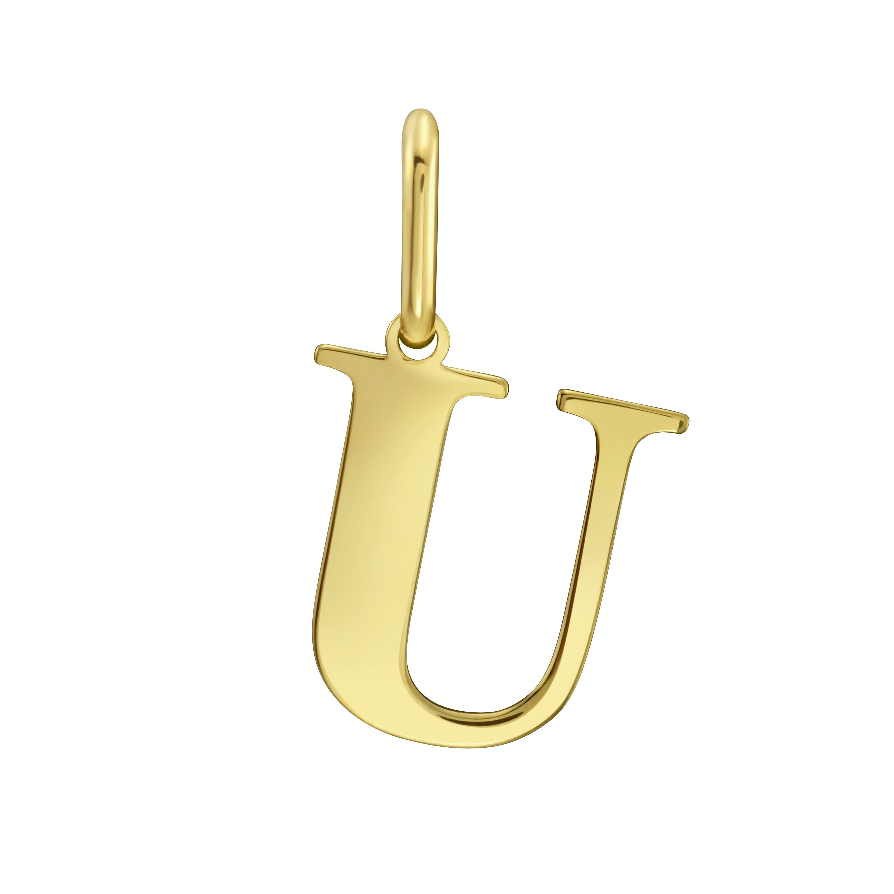 Solid 14K gold initial charm pendant with a polished letter design, a dainty and elegant piece of luxury jewelry that is durable, comfortable for everyday wear, and versatile enough for birthdays, anniversaries, weddings, and milestone celebrations.