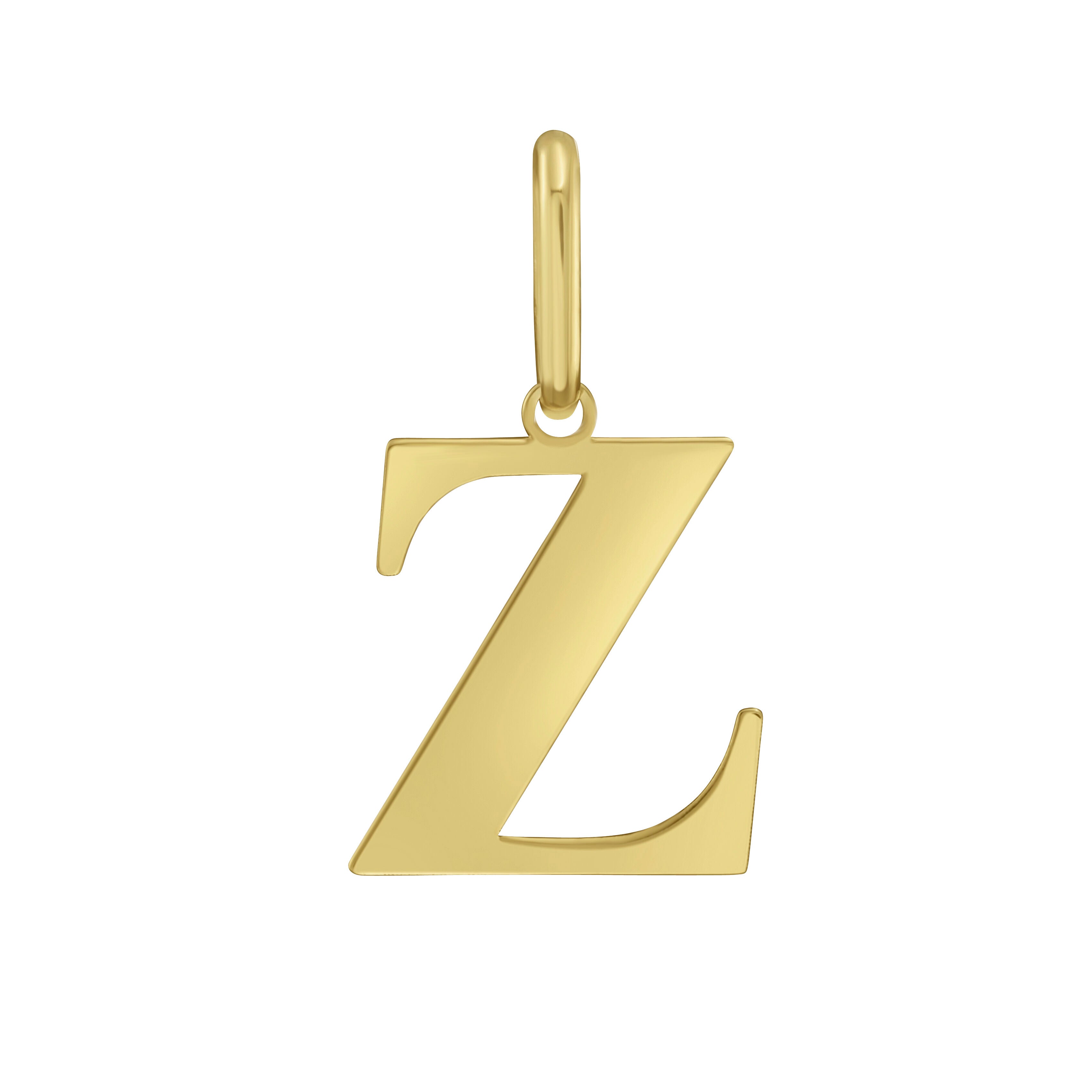 Solid 14K gold initial charm pendant with a polished letter design, a dainty and elegant piece of luxury jewelry that is durable, comfortable for everyday wear, and versatile enough for birthdays, anniversaries, weddings, and milestone celebrations.