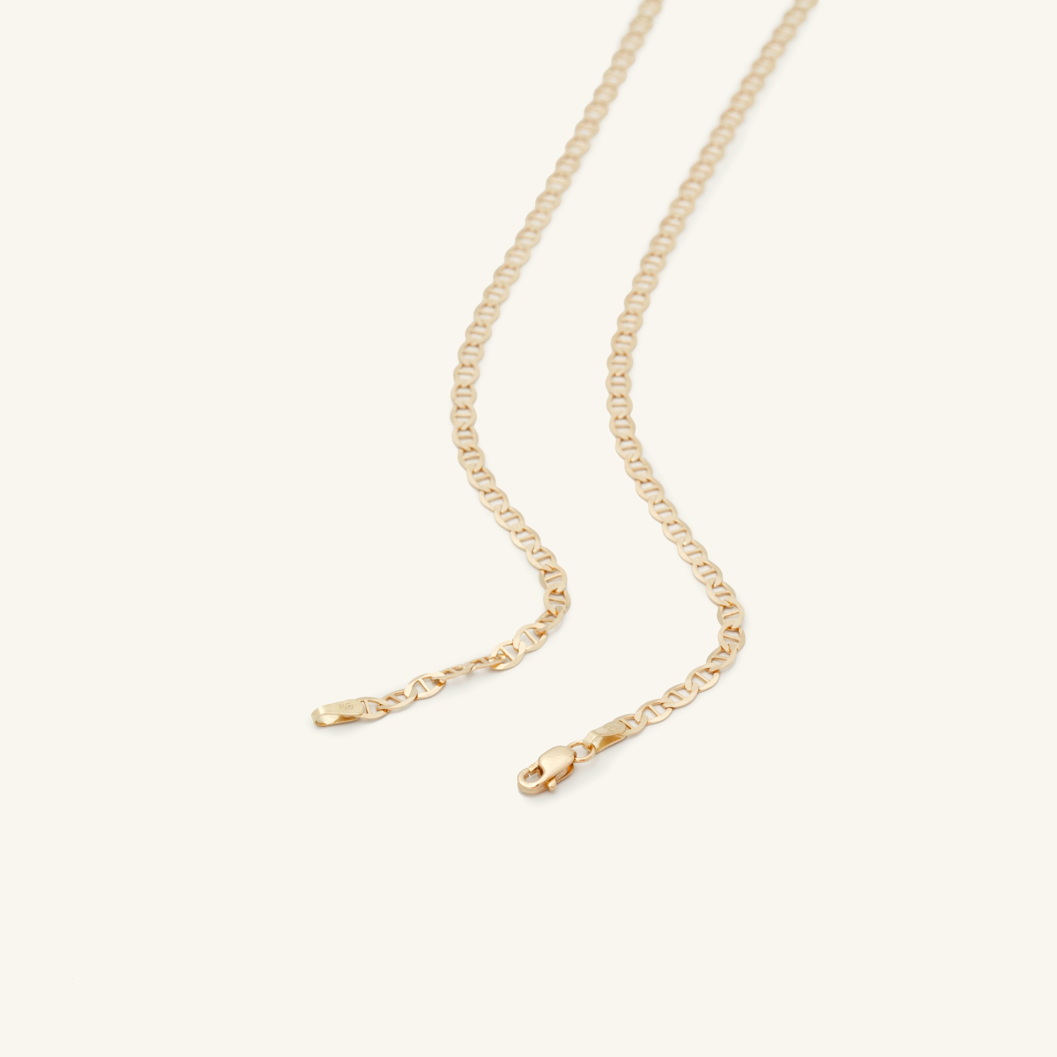 14K Yellow Gold Mariner Chain Necklace 16-24"