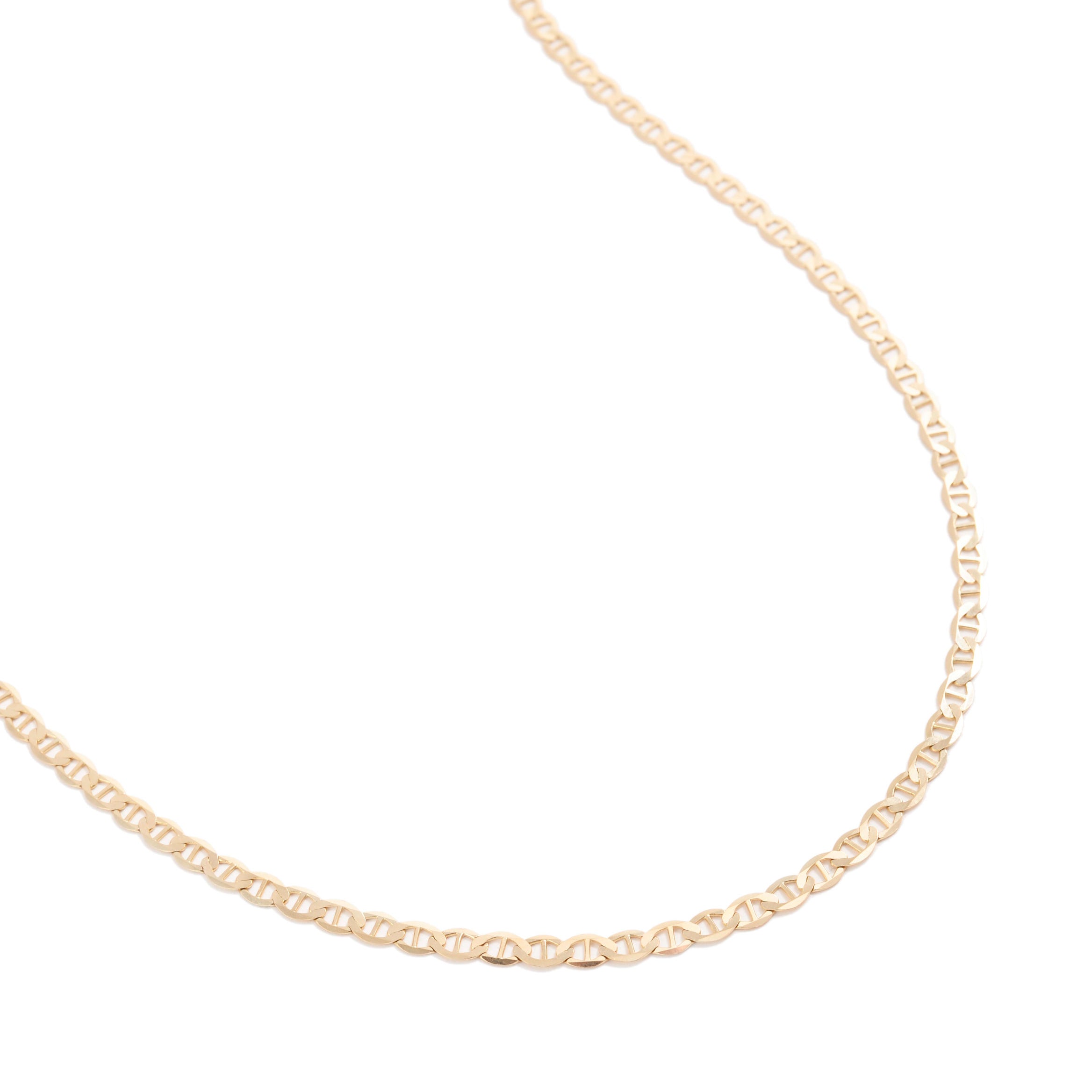 14K Yellow Gold 4.5mm Flat Mariner Link Chain Necklace 16-24"