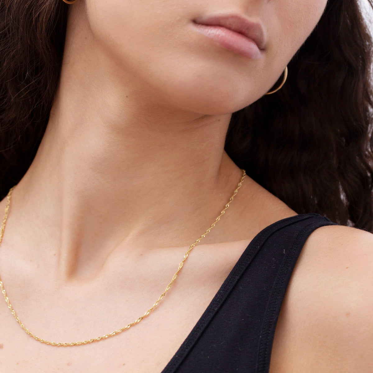 14K Yellow Gold Singapore Chain Necklace 16-20" – 1.7mm