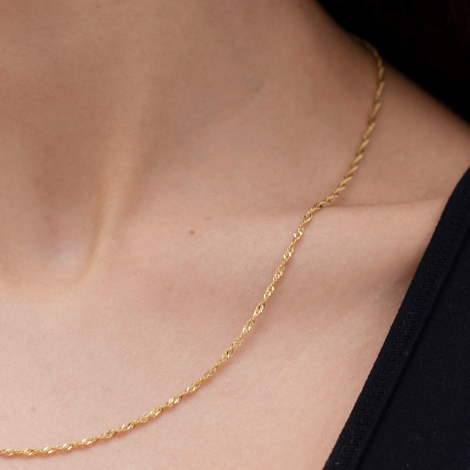 14K Yellow Gold Singapore Chain Necklace
