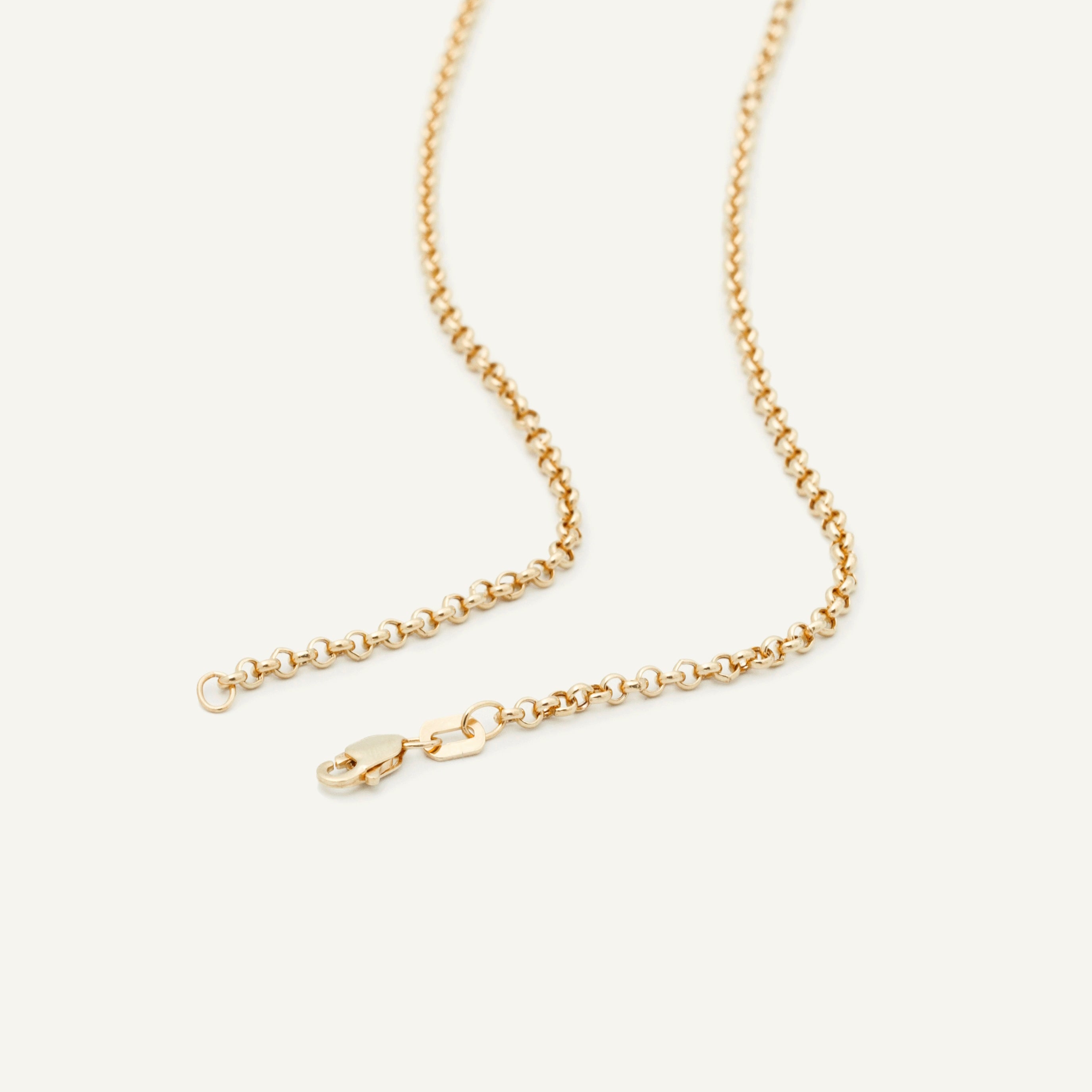 14K Yellow Gold Rolo Link Chain Necklace 16-30" – 2.4mm