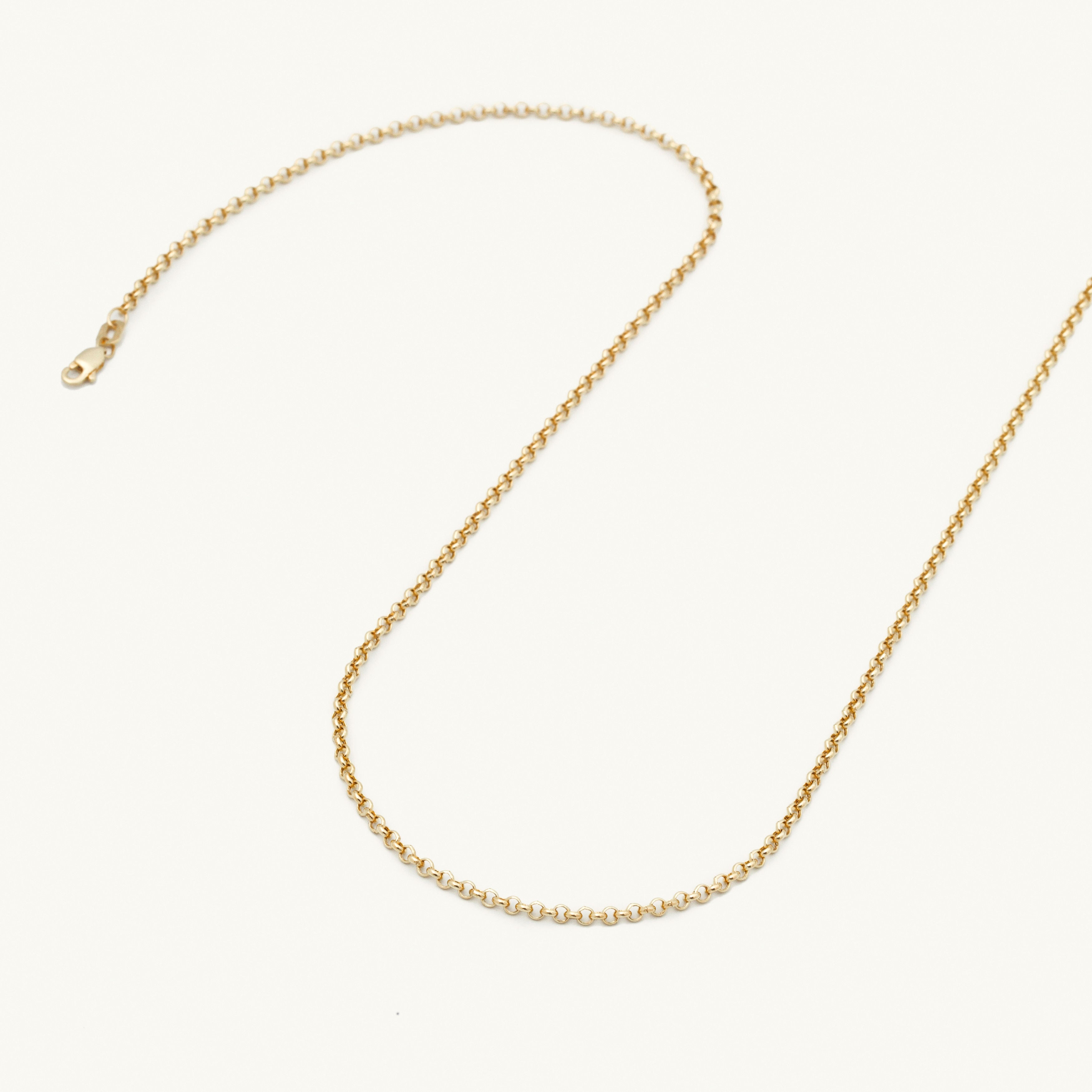 14K Yellow Gold Rolo Link Chain Necklace 16-30" – 2.4mm