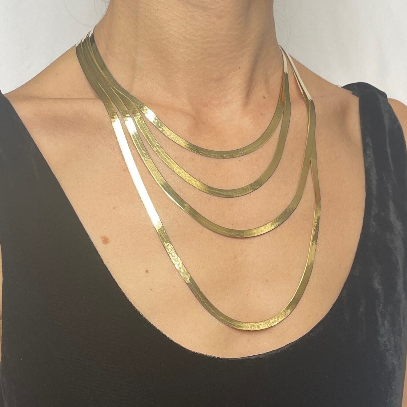 14K Gold 4.6mm Herringbone Necklace