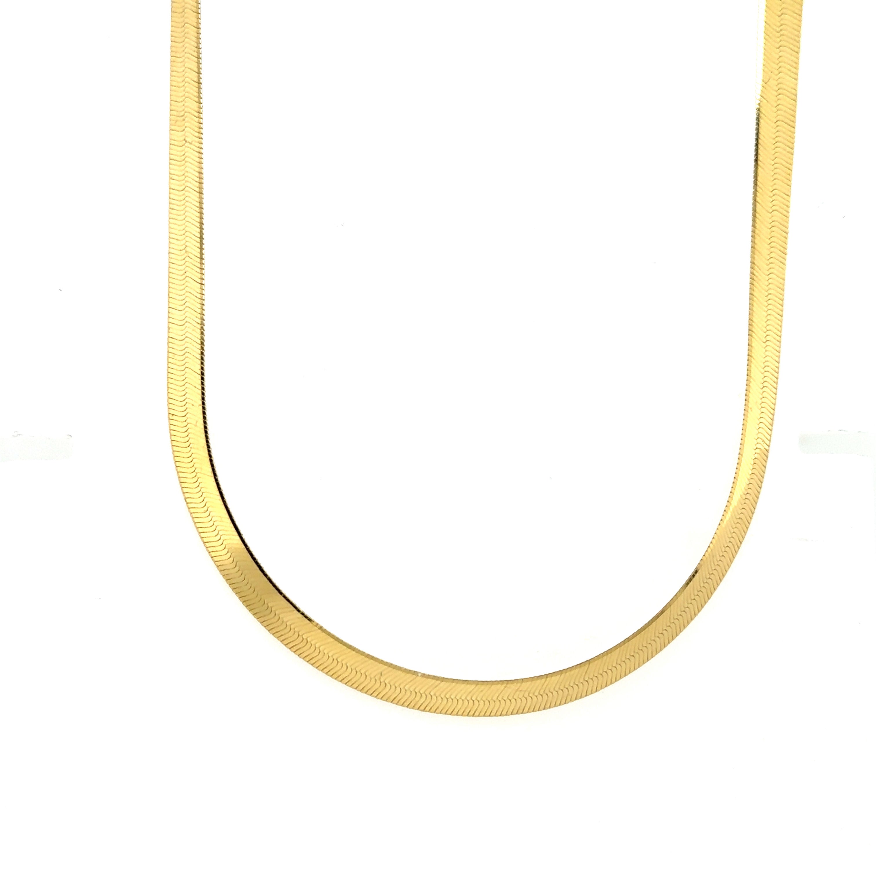 14K Yellow Gold Herringbone Necklace 16-24" - 6mm