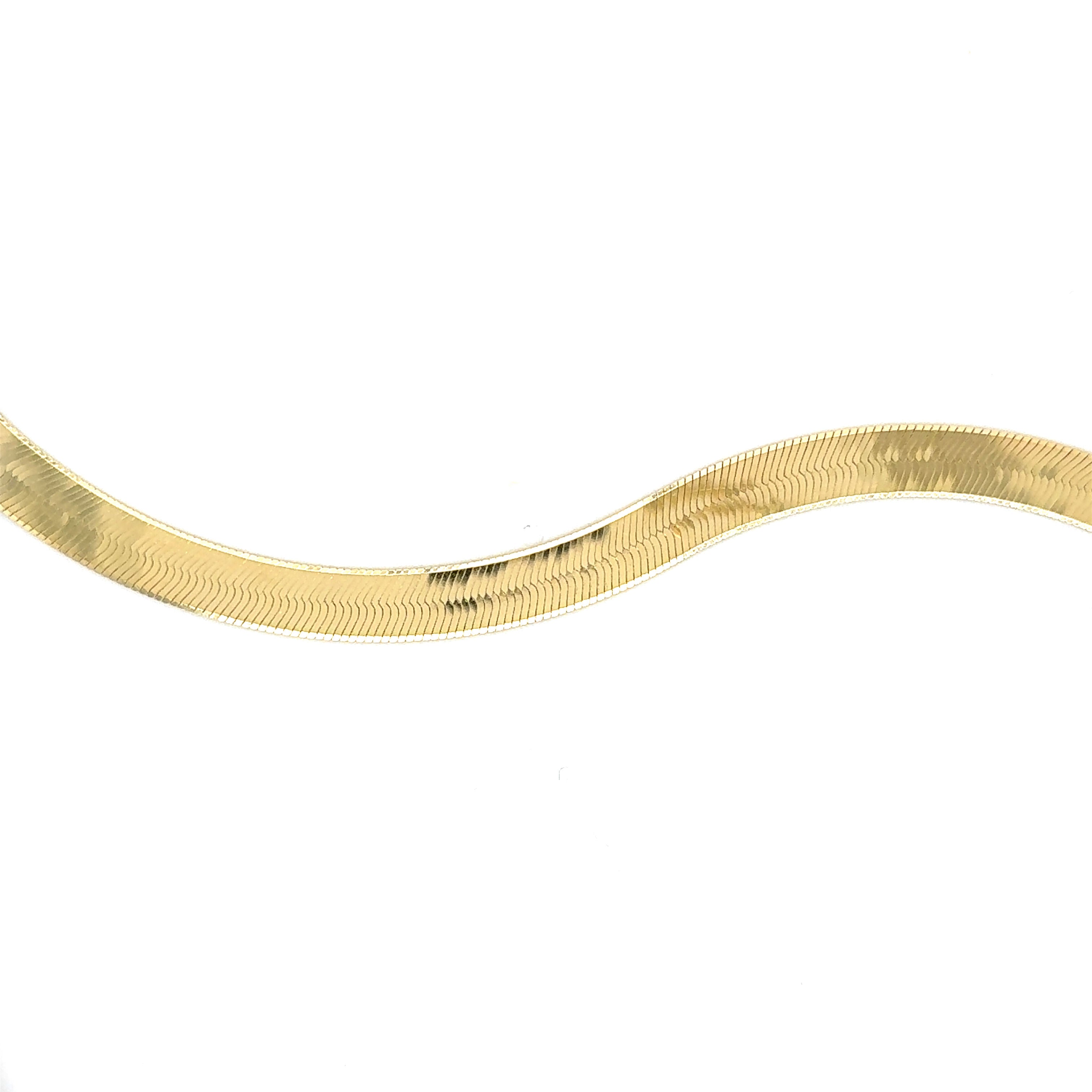 14K Solid Yellow Gold Herringbone Chain Necklace 6 mm Thick Women
