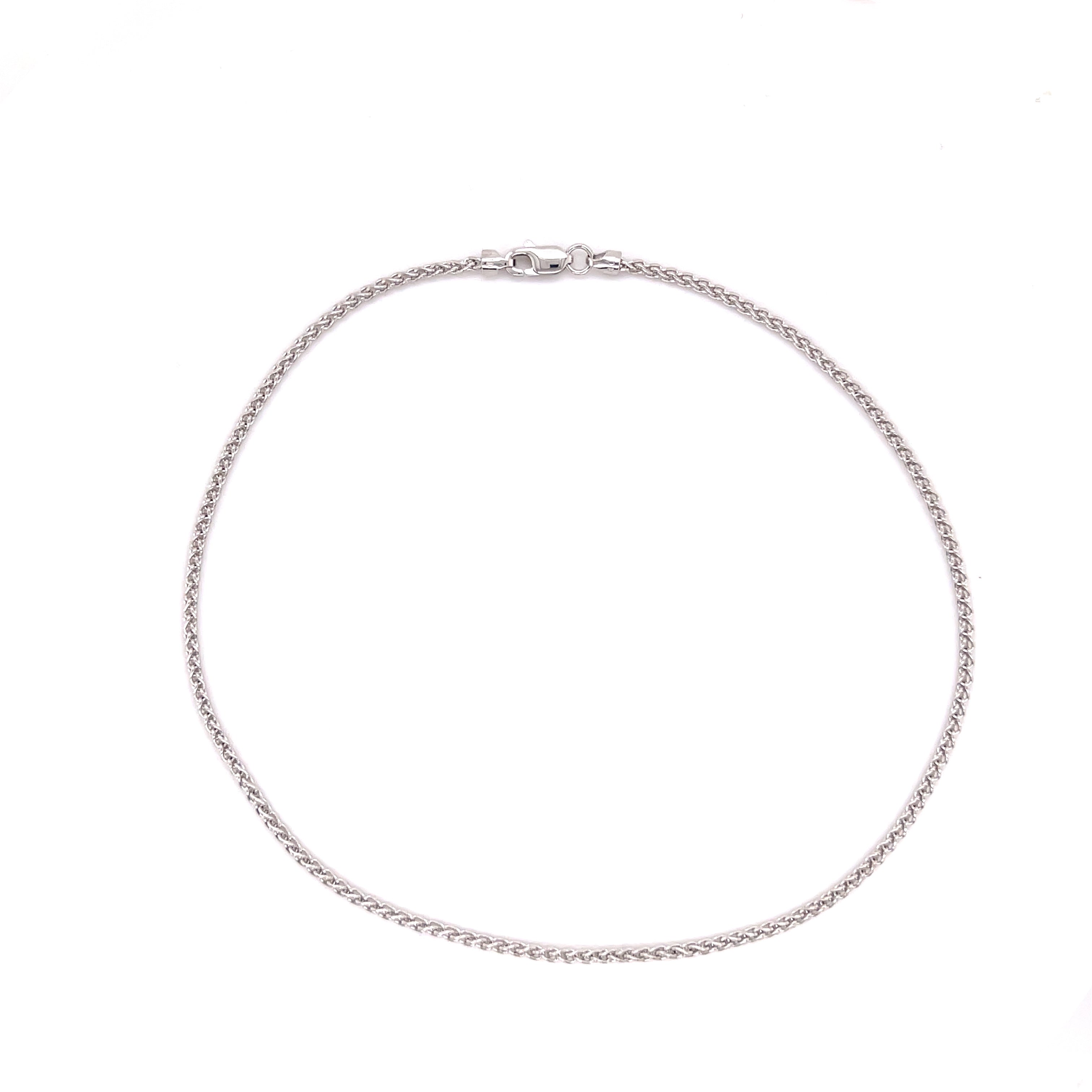 14K White Gold Wheat Anklet