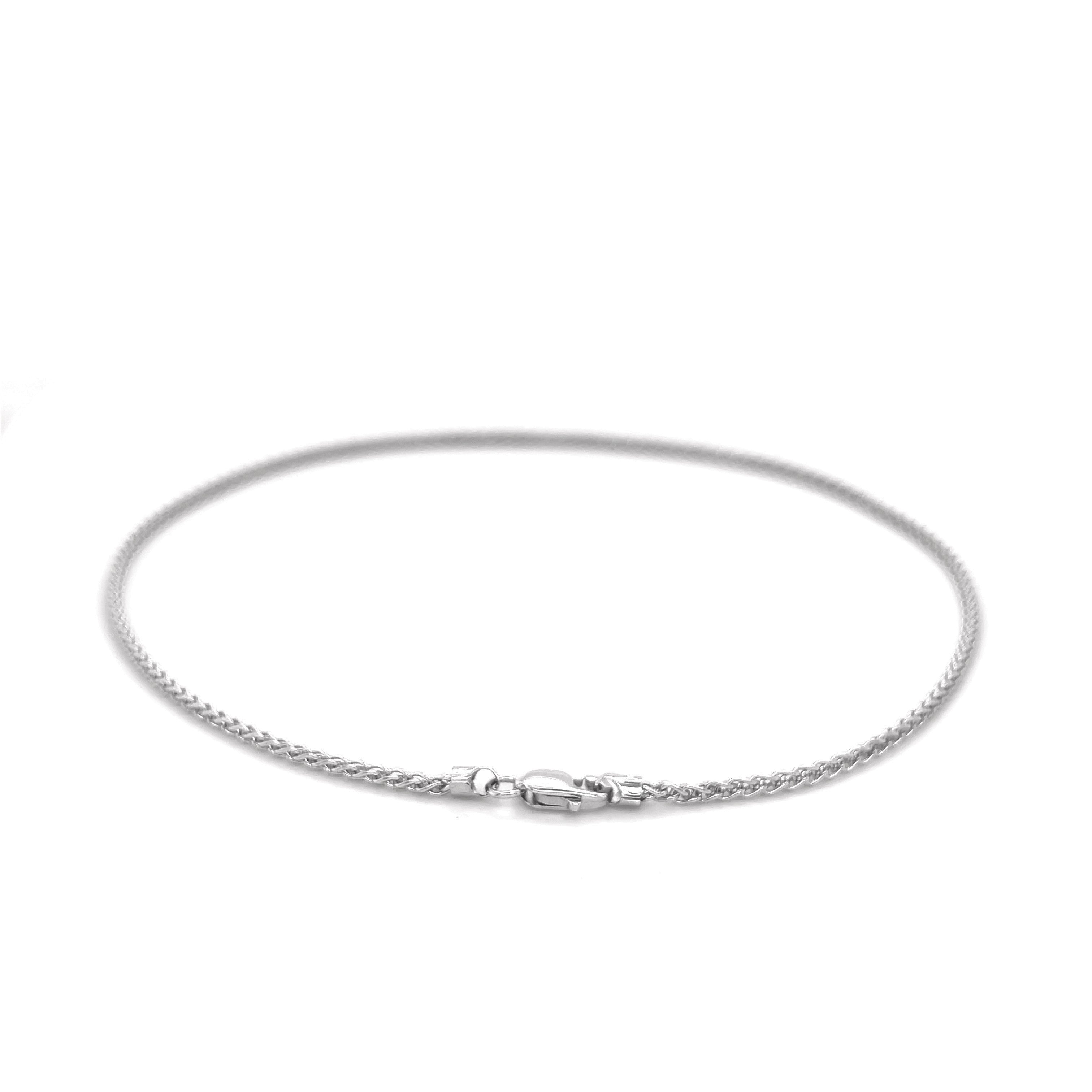 14K White Gold Wheat Anklet