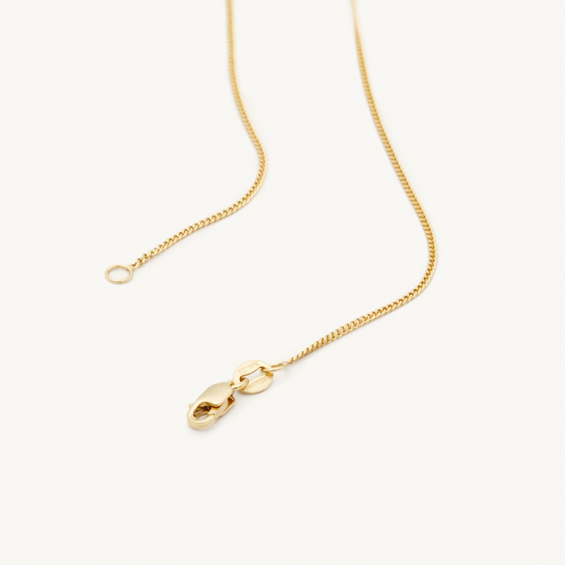 14K Yellow Gold Thin Curb Link Chain Necklace 1mm–3mm