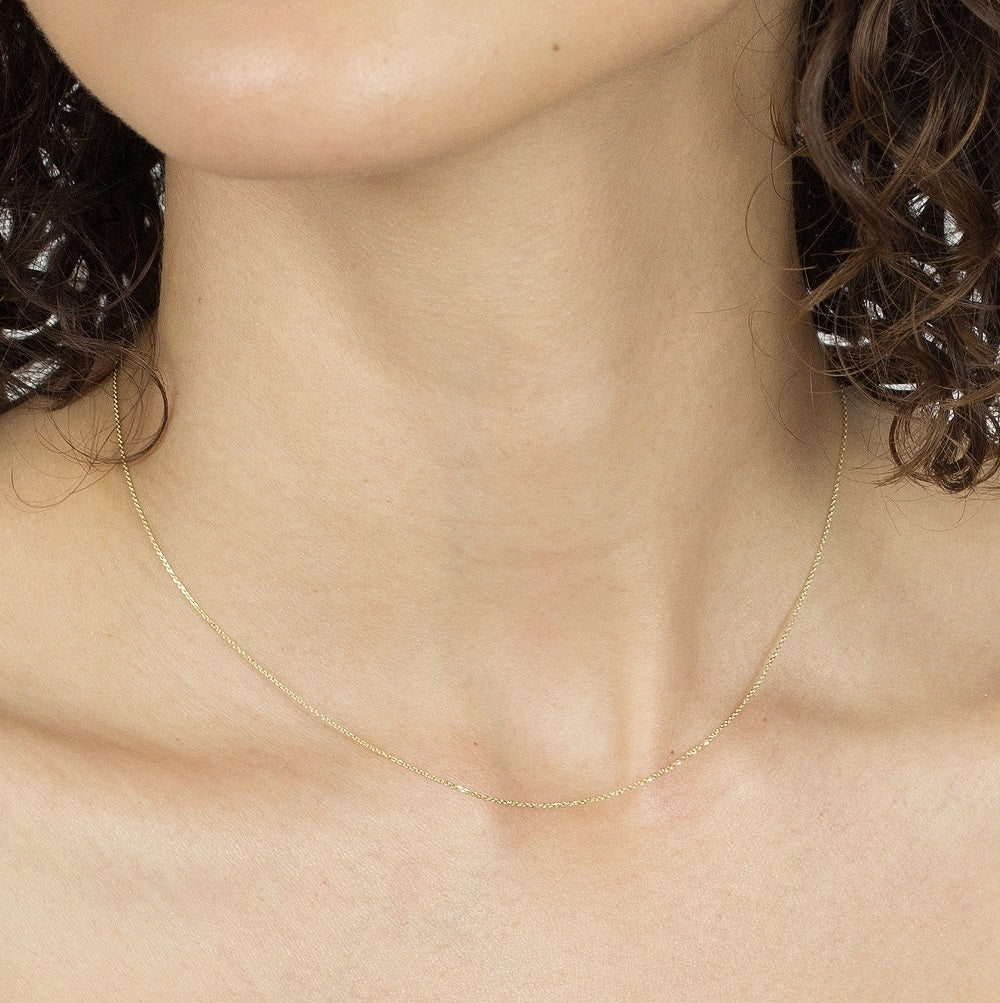 14K Gold Thin Cable Necklace Chain
