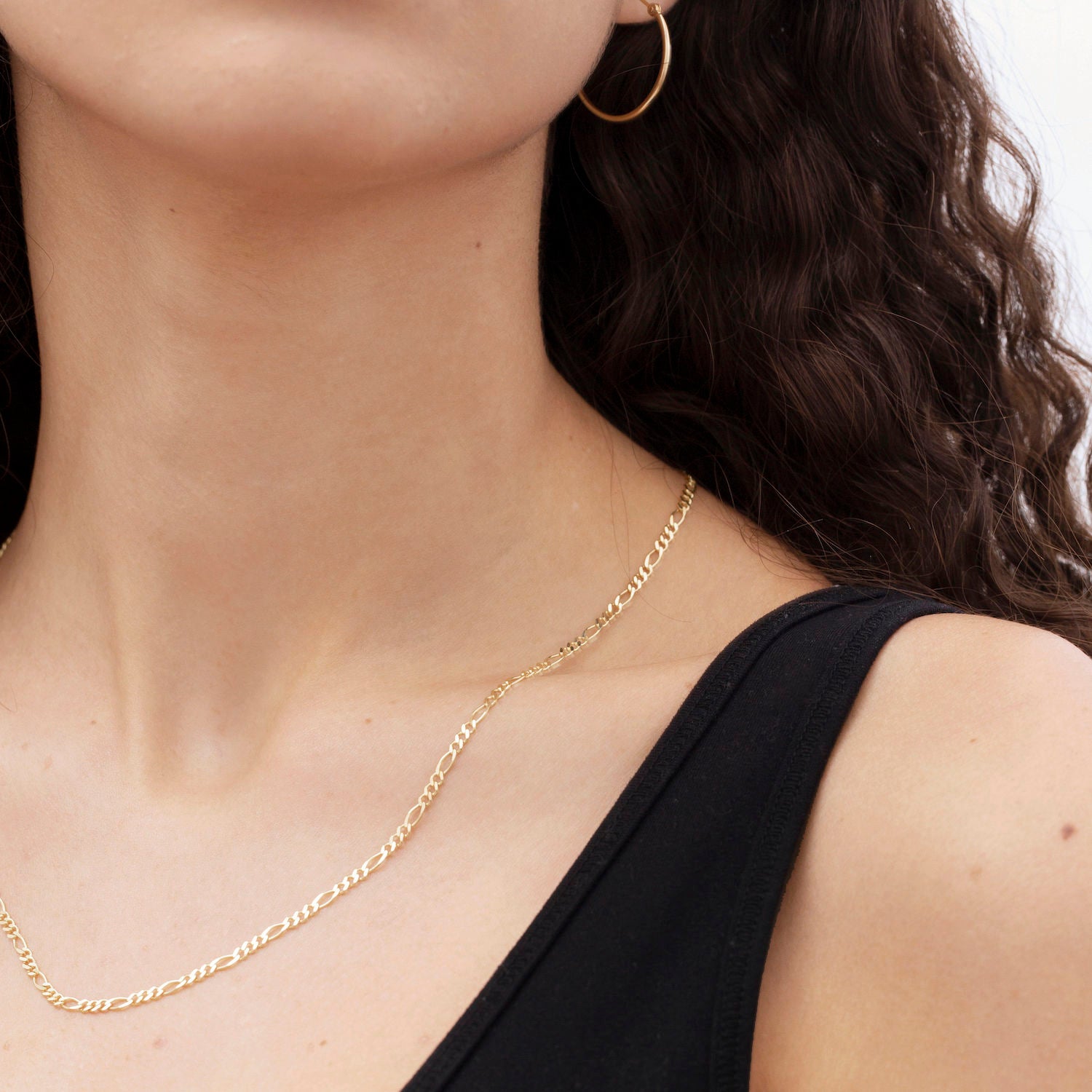 14K Solid Gold Figaro Necklace Chain