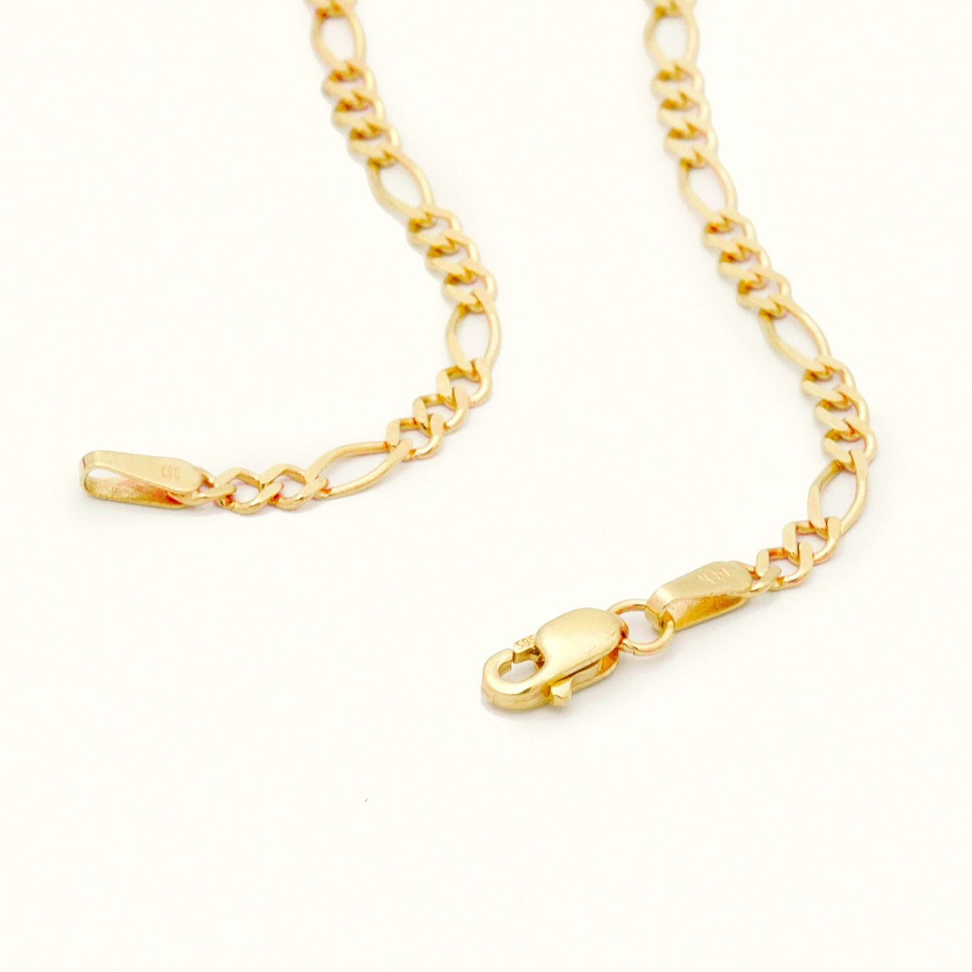 14K Solid Gold Figaro Necklace Chain
