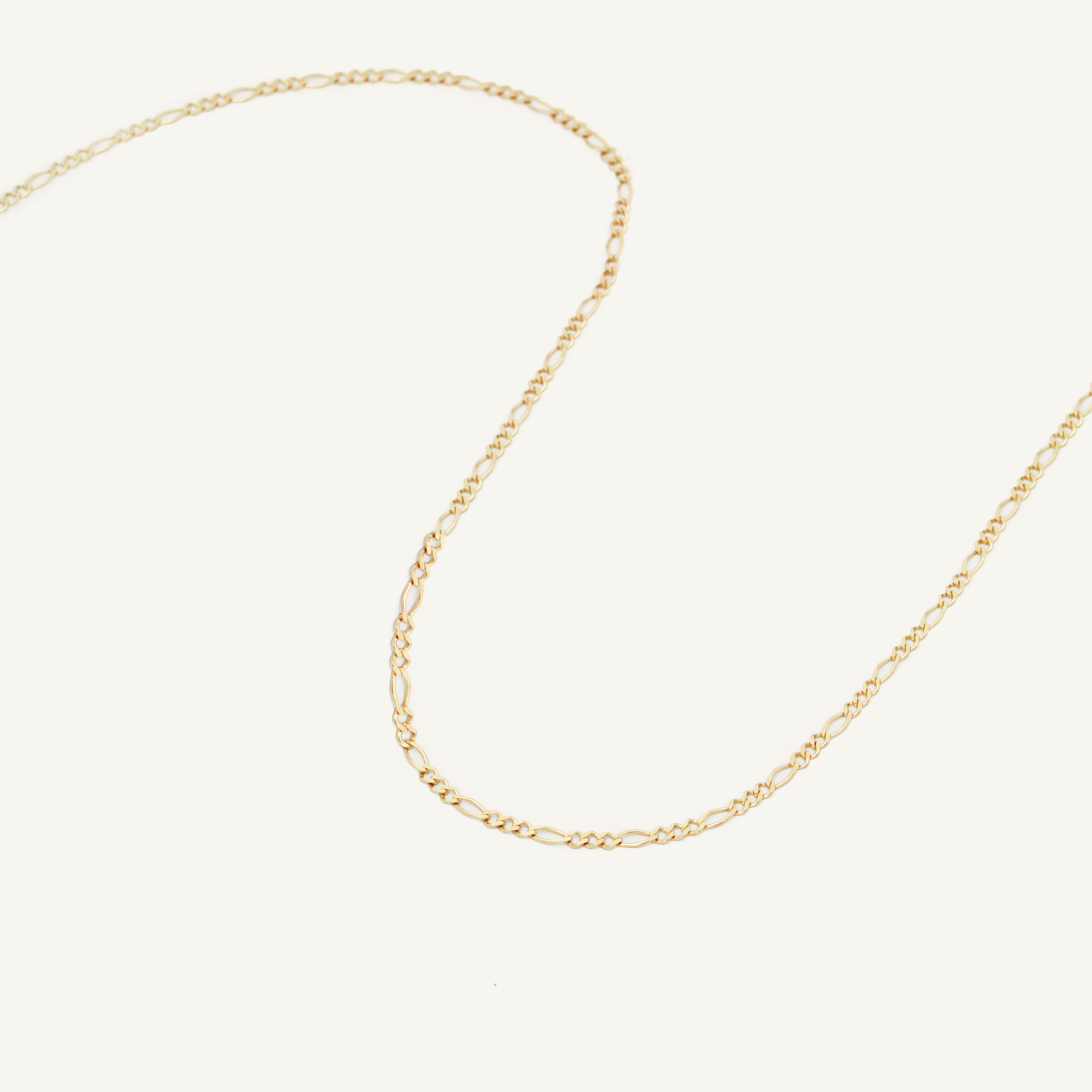 14K Solid Gold Figaro Necklace Chain