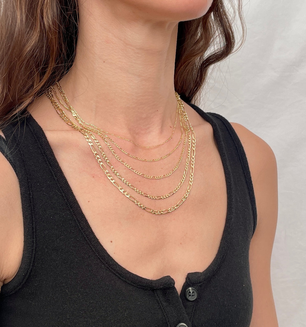 14K Yellow Gold Figaro Link Chain Necklace 1.3mm–3.8mm
