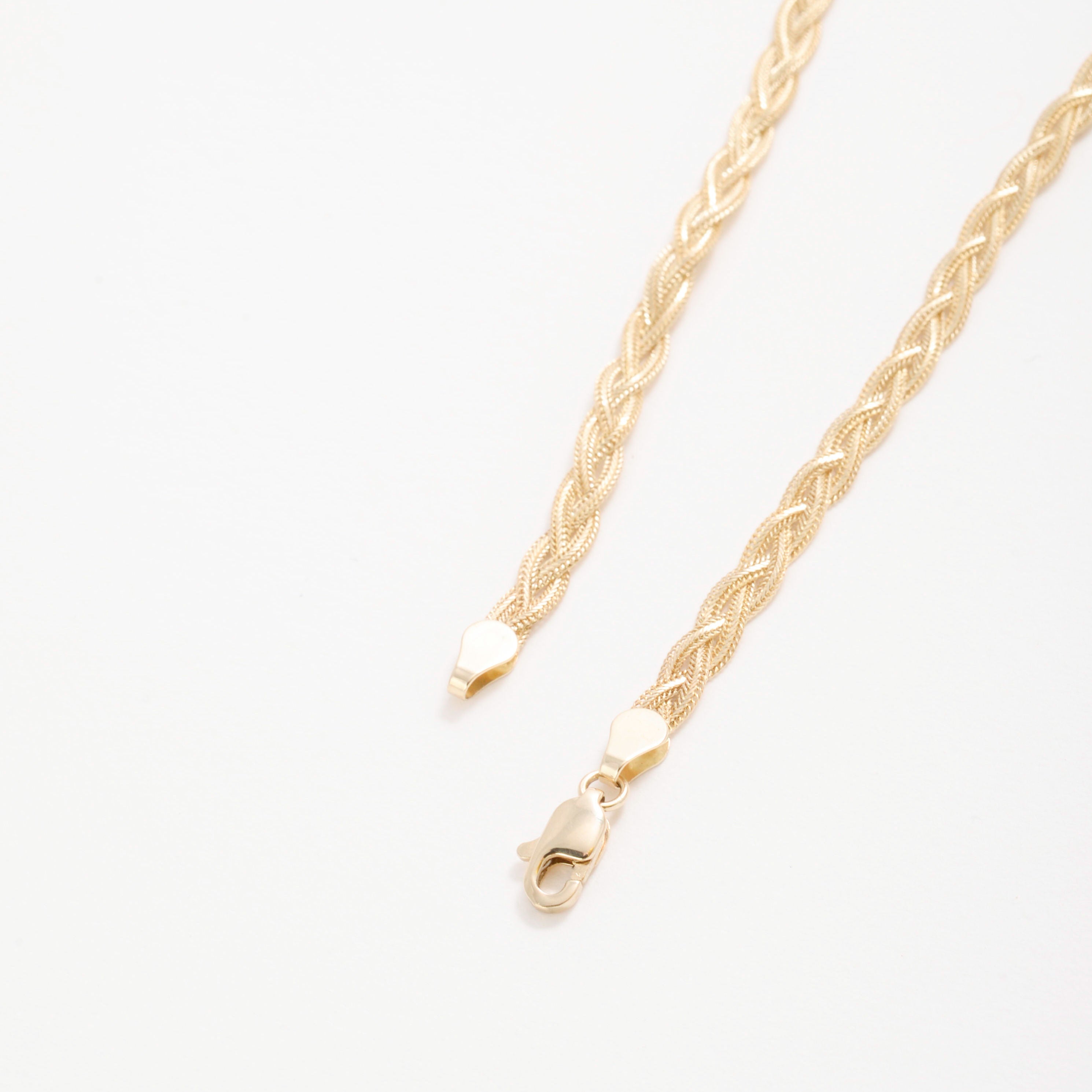 14K Yellow Gold Braided Foxtail Anklet, Made In Italy