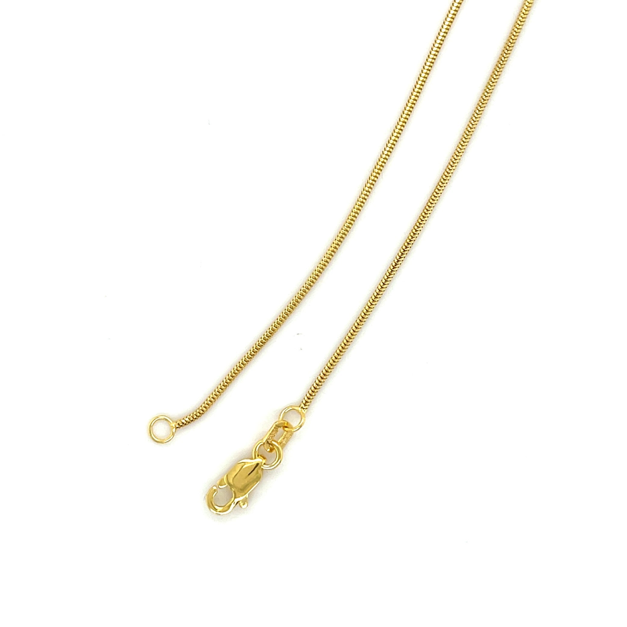 14K Yellow Gold Round Snake Chain Necklace 1.0mm, 1.4mm, 1.6mm and 1.9mm Thick, 16, 18, 20 and 24 inch. Lobster clasp