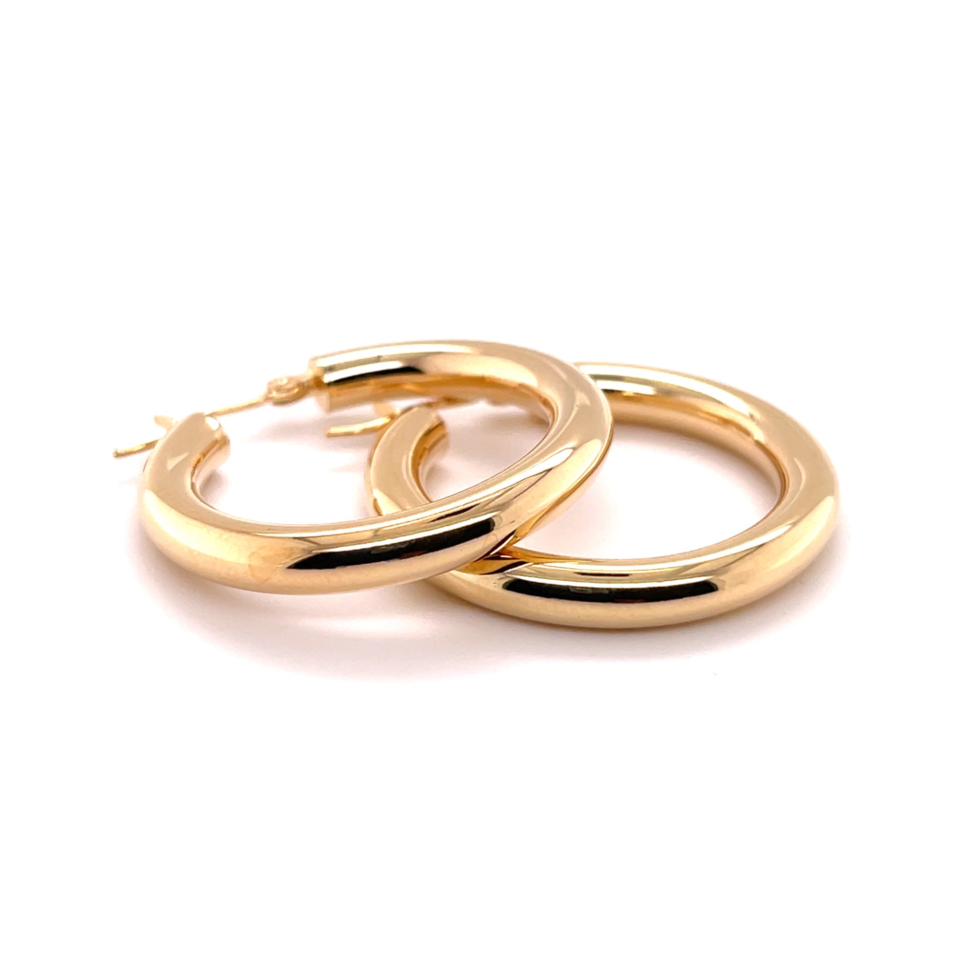 Thick 4 mm 14K Gold Polished Hoops
