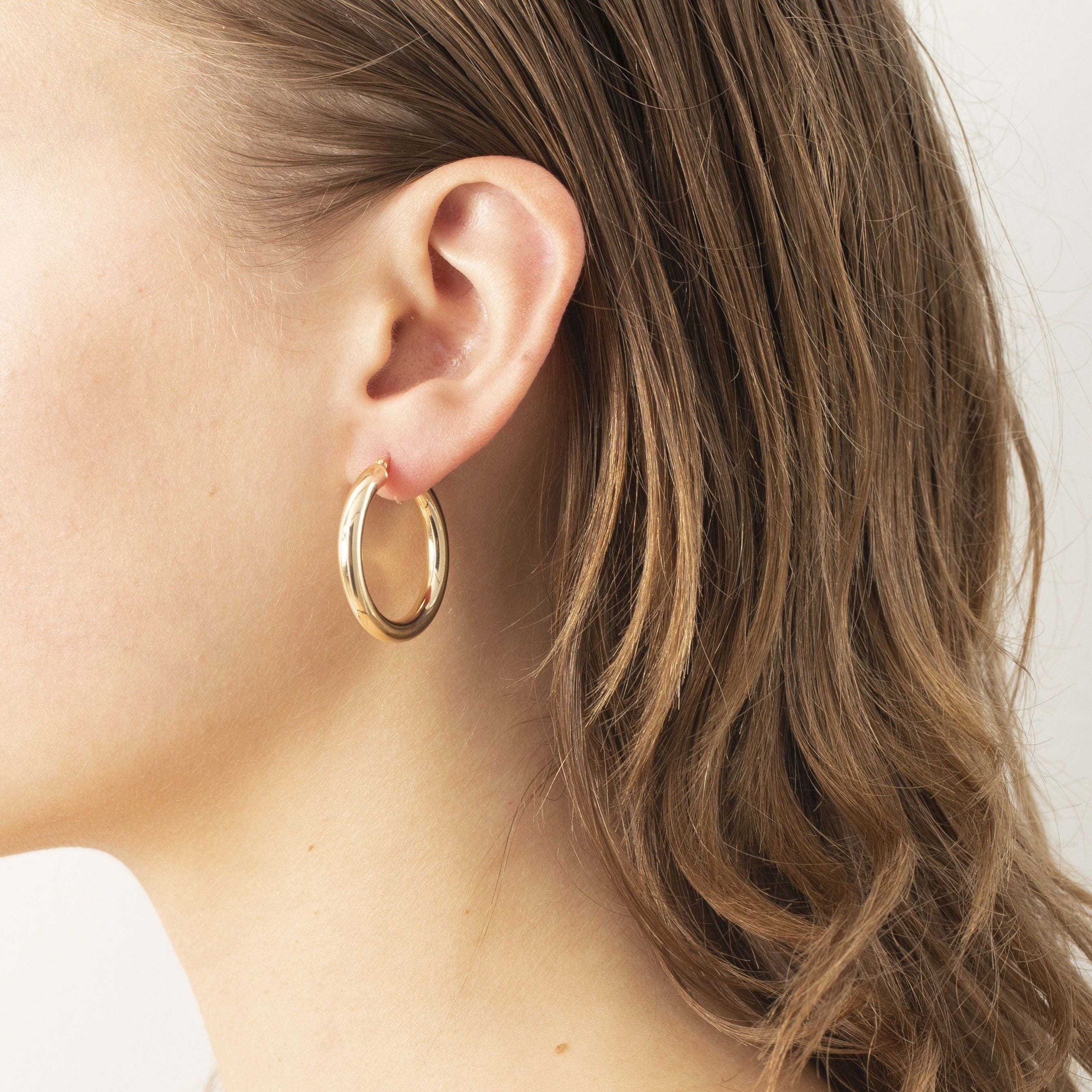 Thick 4 mm 14K Gold Polished Hoops