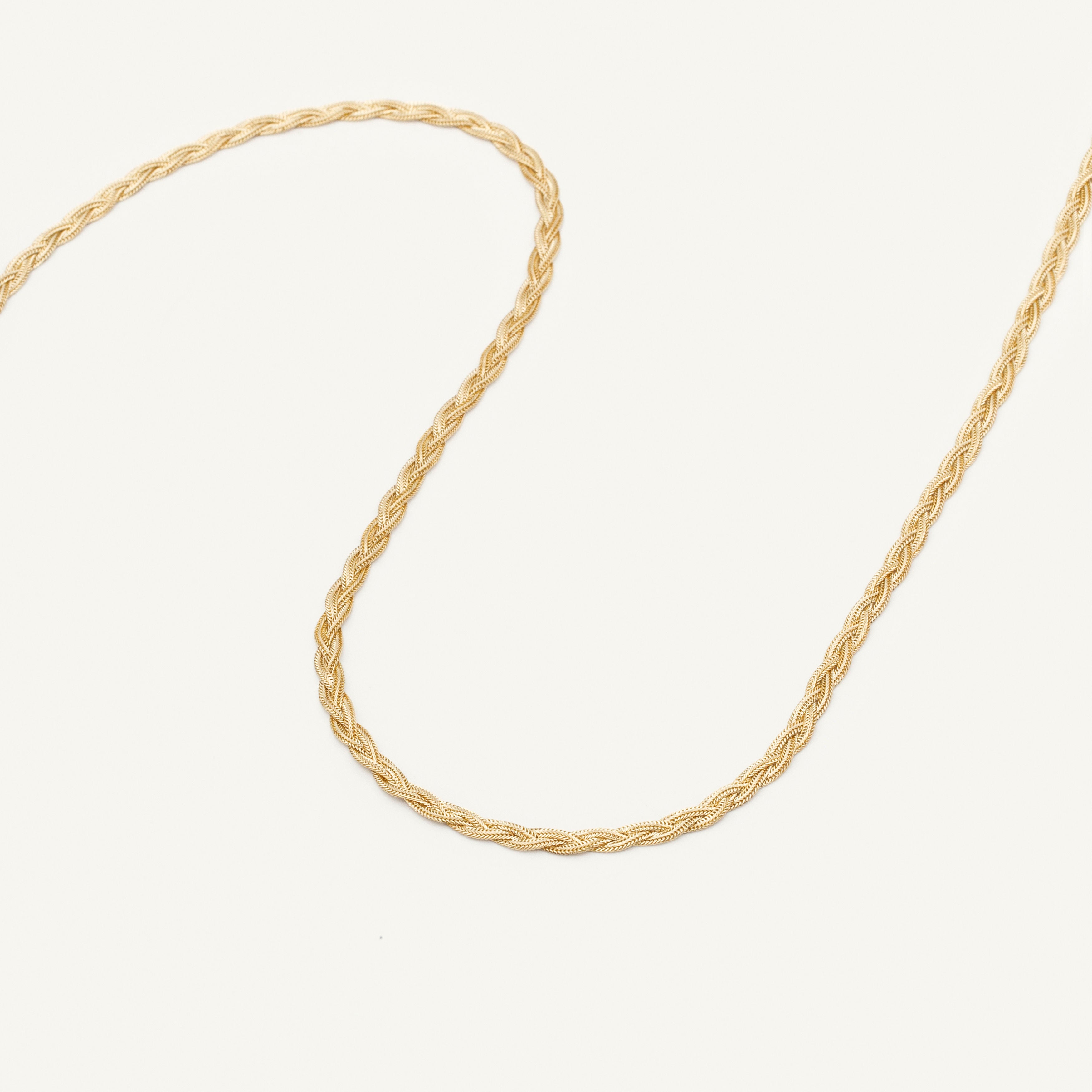 14K Gold Braided Foxtail Necklace