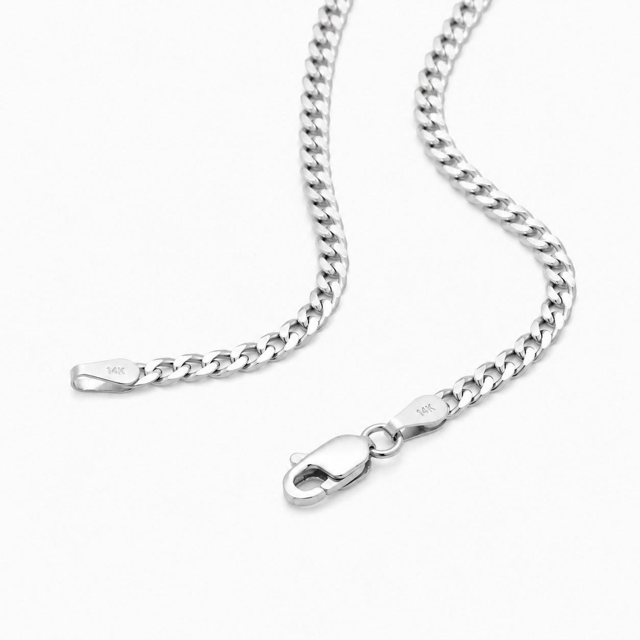 14K White Gold Curb Link Anklet