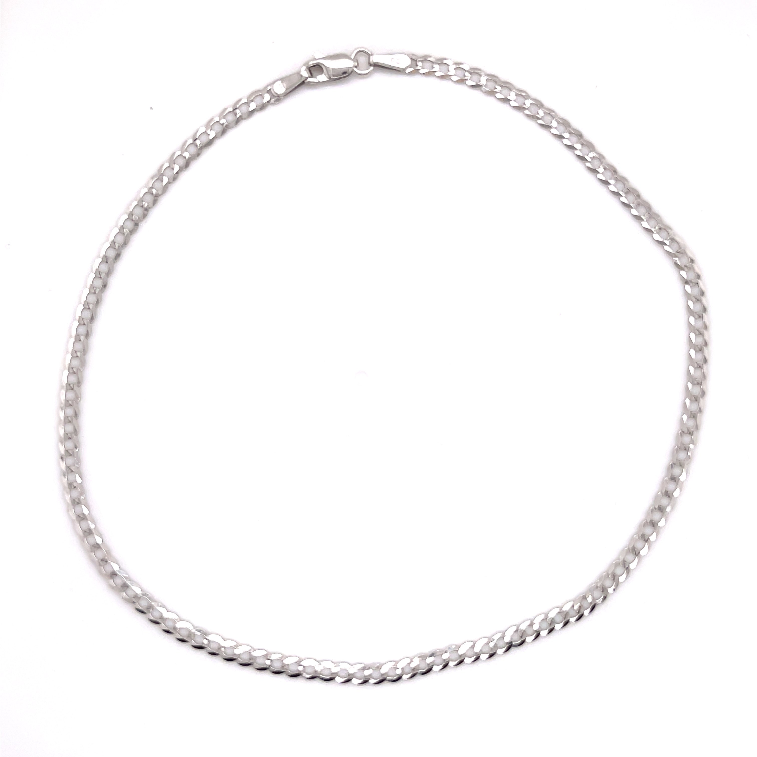 14K White Gold Curb Anklet