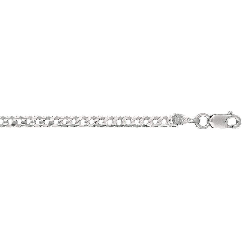 14K White Gold Curb Anklet