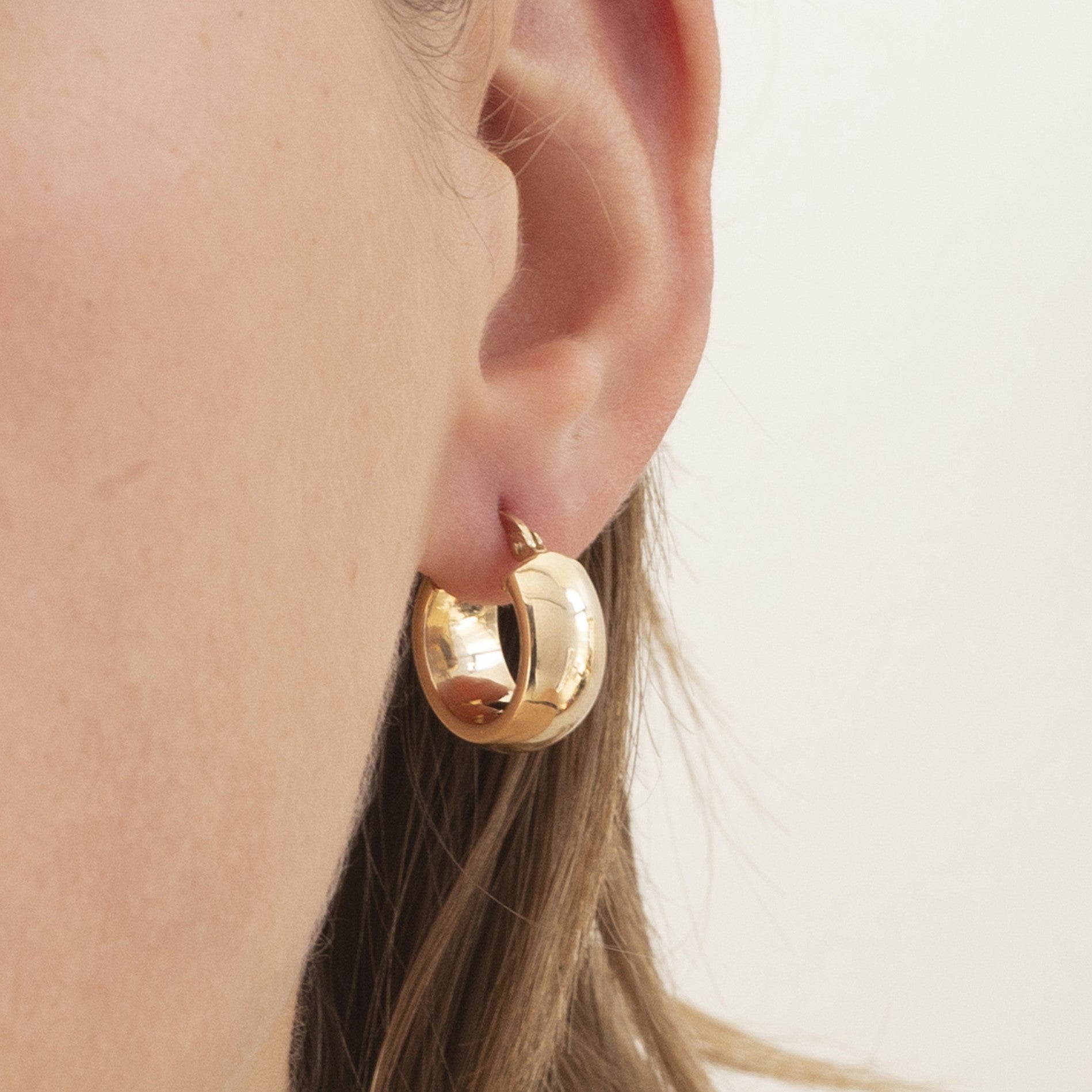 14K Yellow Gold Mini Bold Hoop Earrings, 10mm x 7mm