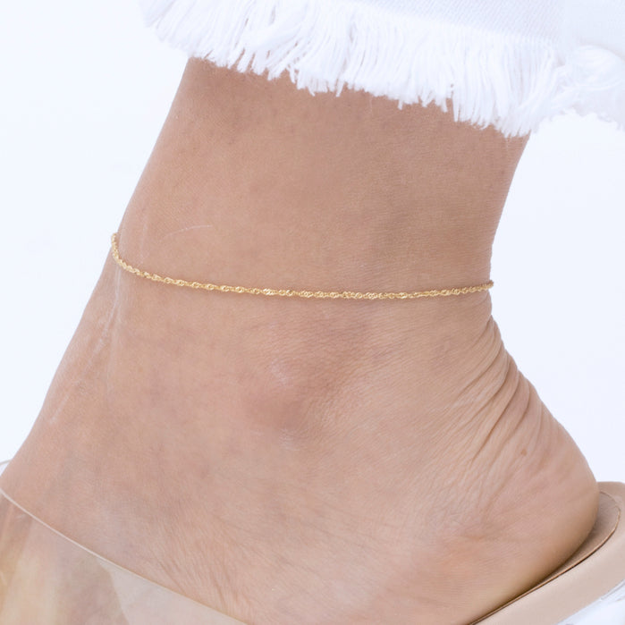 14K Gold Singapore Anklet