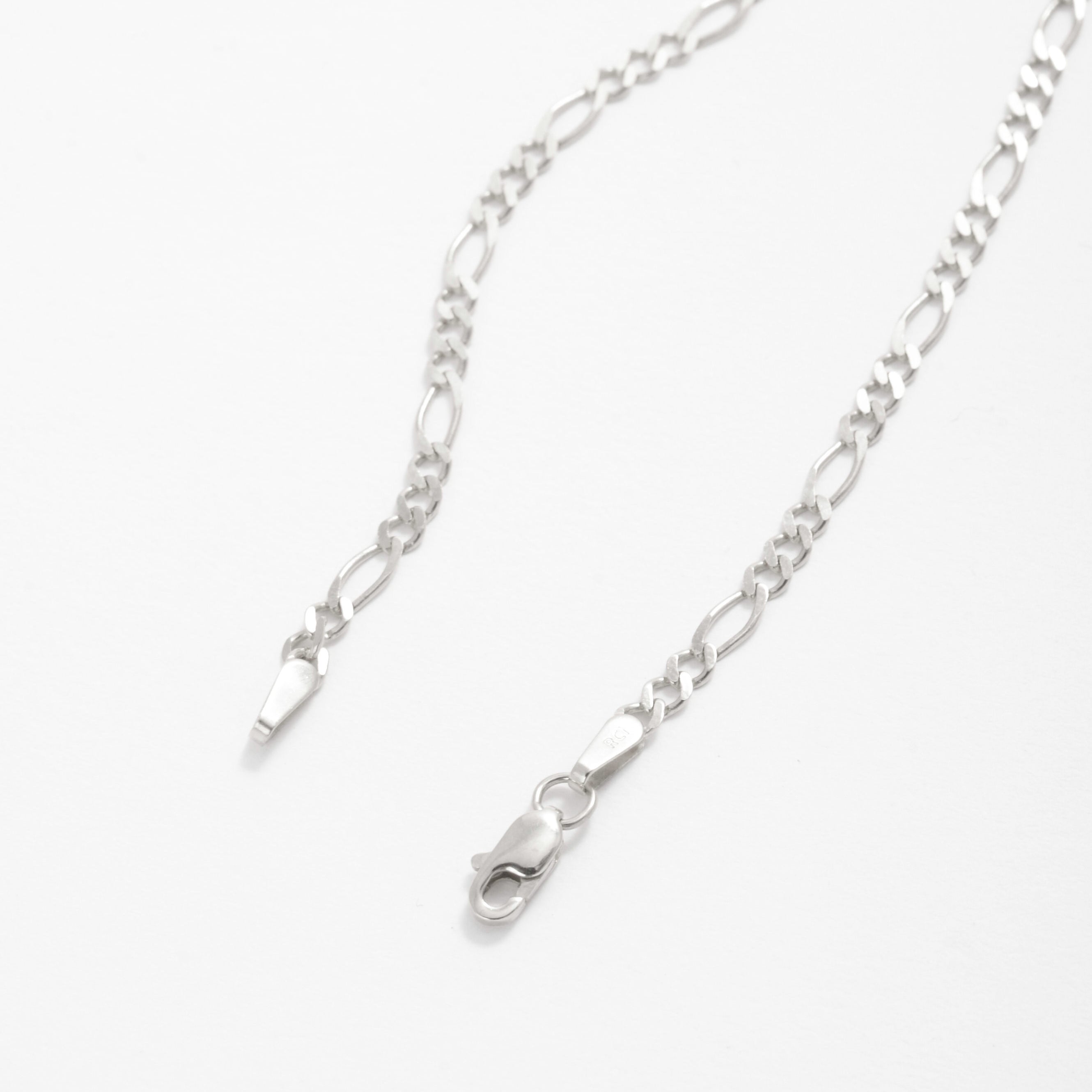 14K White Gold Figaro Anklet