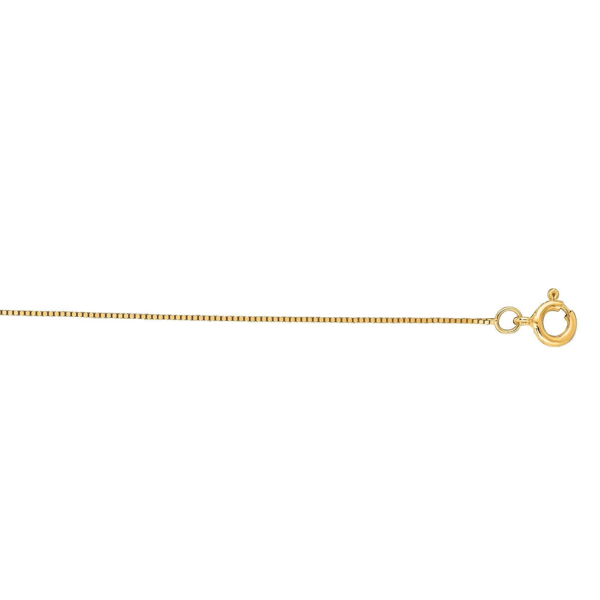 14K Yellow Gold Dainty Box Chain Necklace, 16-20", 0.5mm, Spring ring clasp