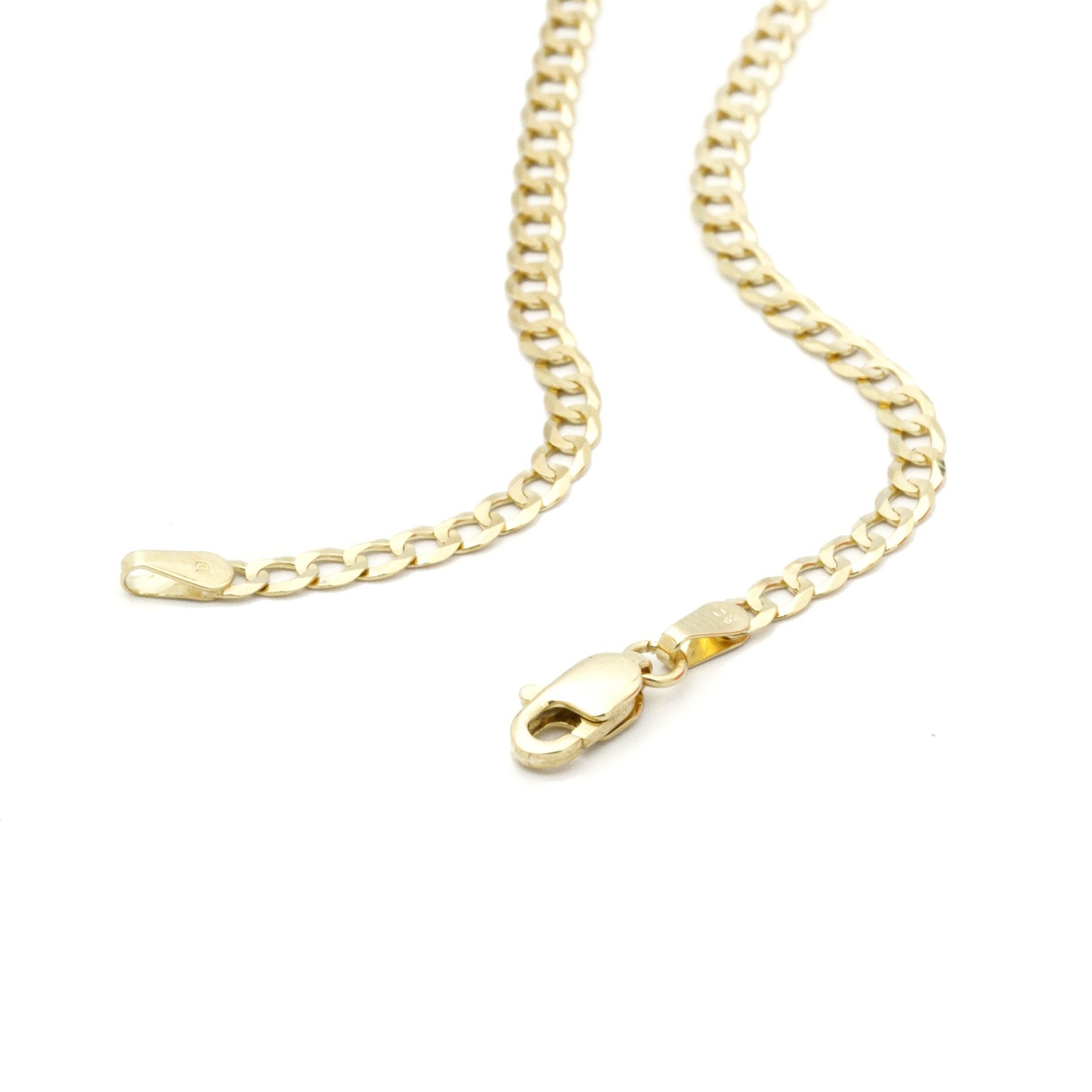 14K Solid Gold Classic Curb Link Anklet