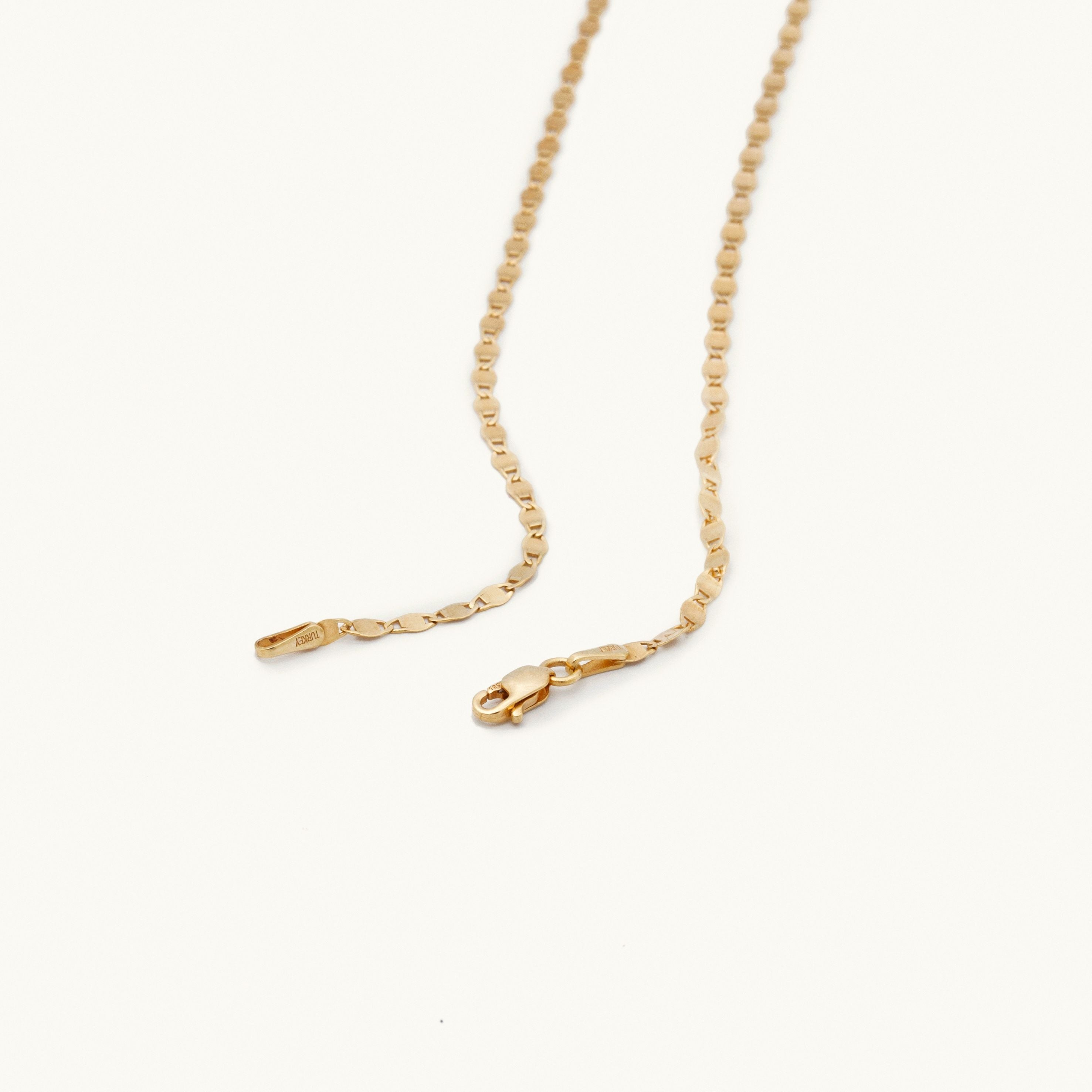 14K Gold Mirror Valentino Link Necklace, 16–24", Yellow, White or Rose Gold