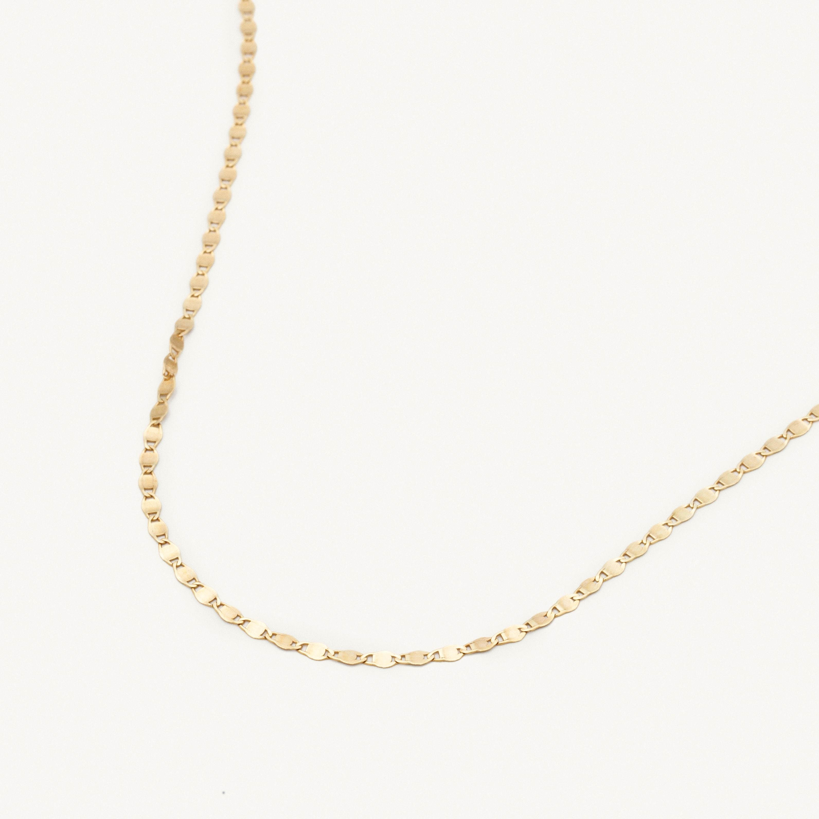 14K Gold Mirror Valentino Link Necklace, 16–24", Yellow, White or Rose Gold, lobster clasp, 2.7mm thick, solid gold links