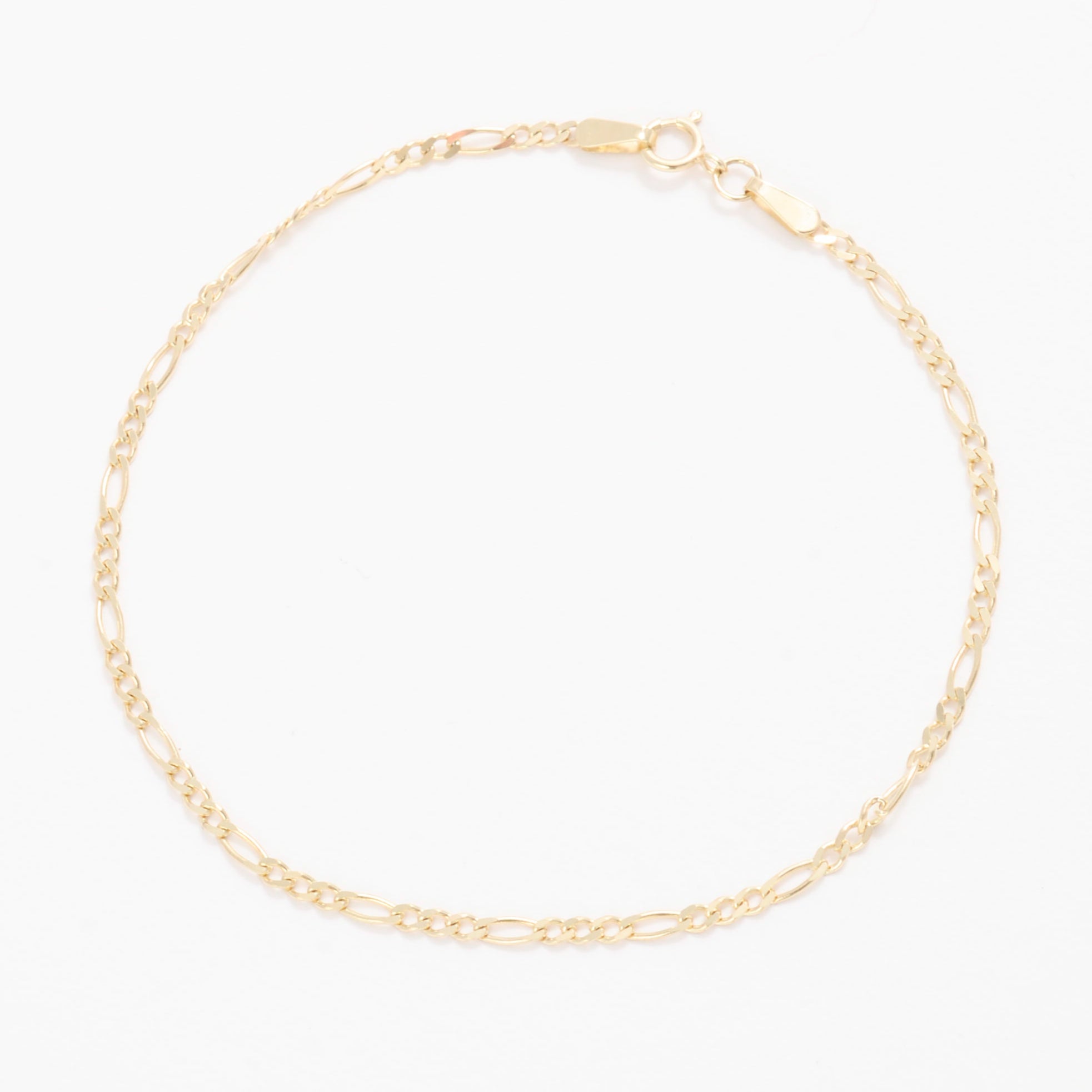 14K Yellow Gold Figaro Link Bracelet 1.9mm - 3.8mm