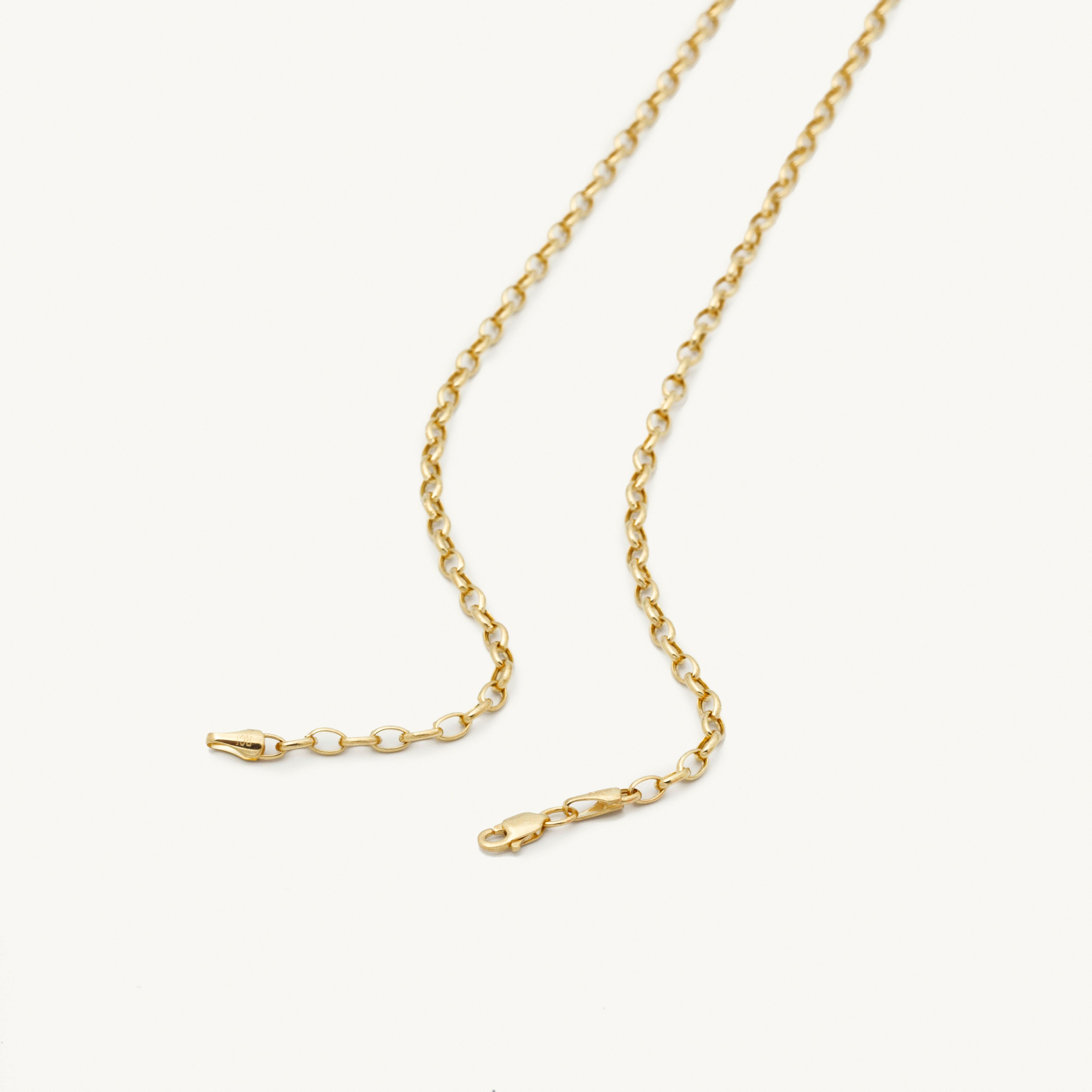 14K Yellow Gold Oval Link Necklace, 18", lobster clasp, rolo links