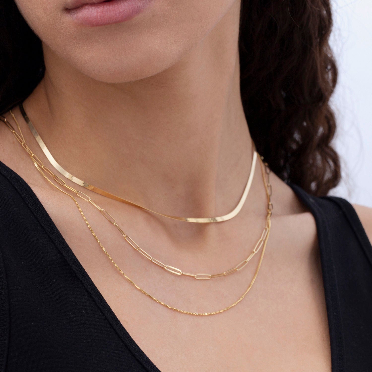 14K Yellow Gold Paperclip Link Necklace 2.6mm–5mm