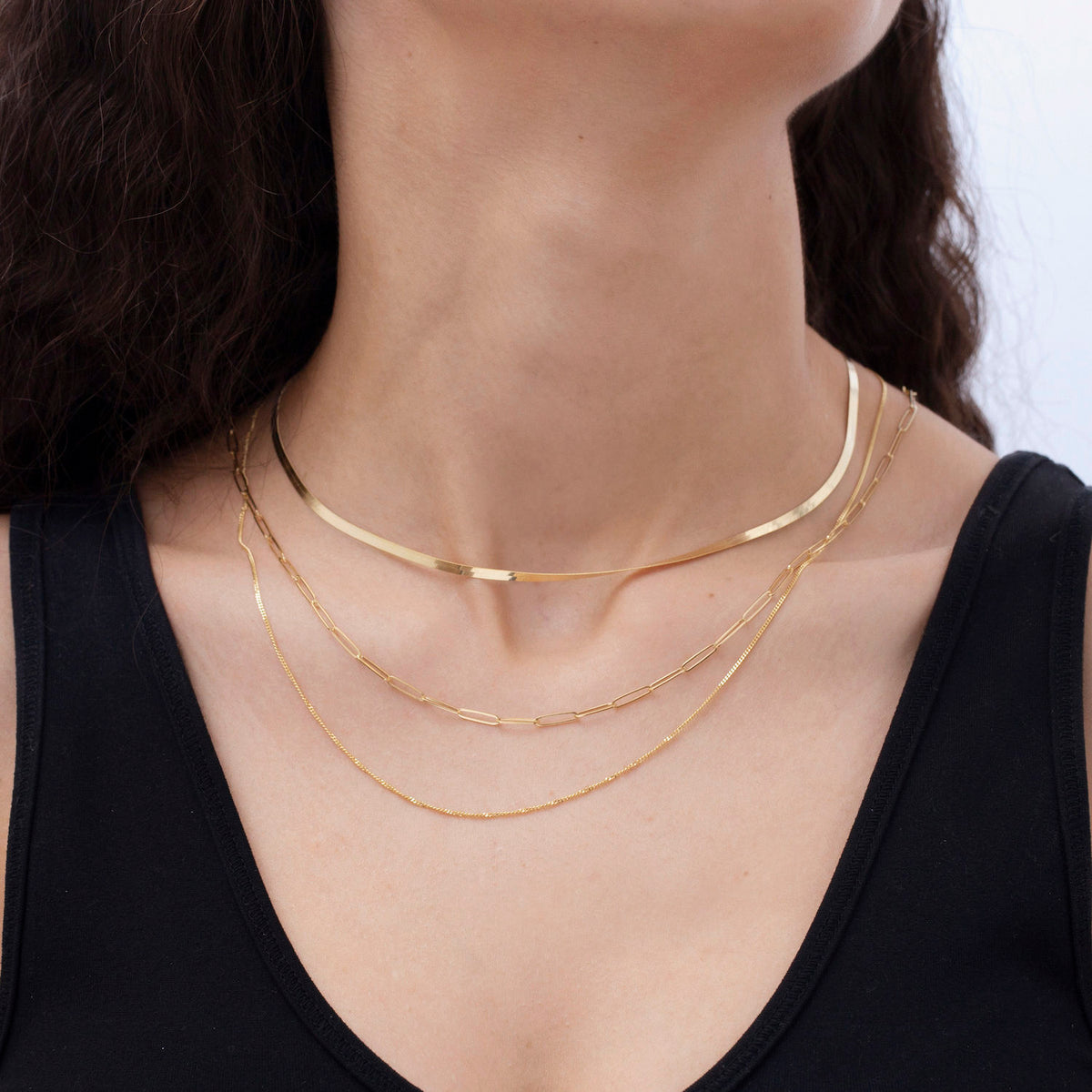 14K Yellow Gold Paperclip Link Necklace 2.6mm–5mm