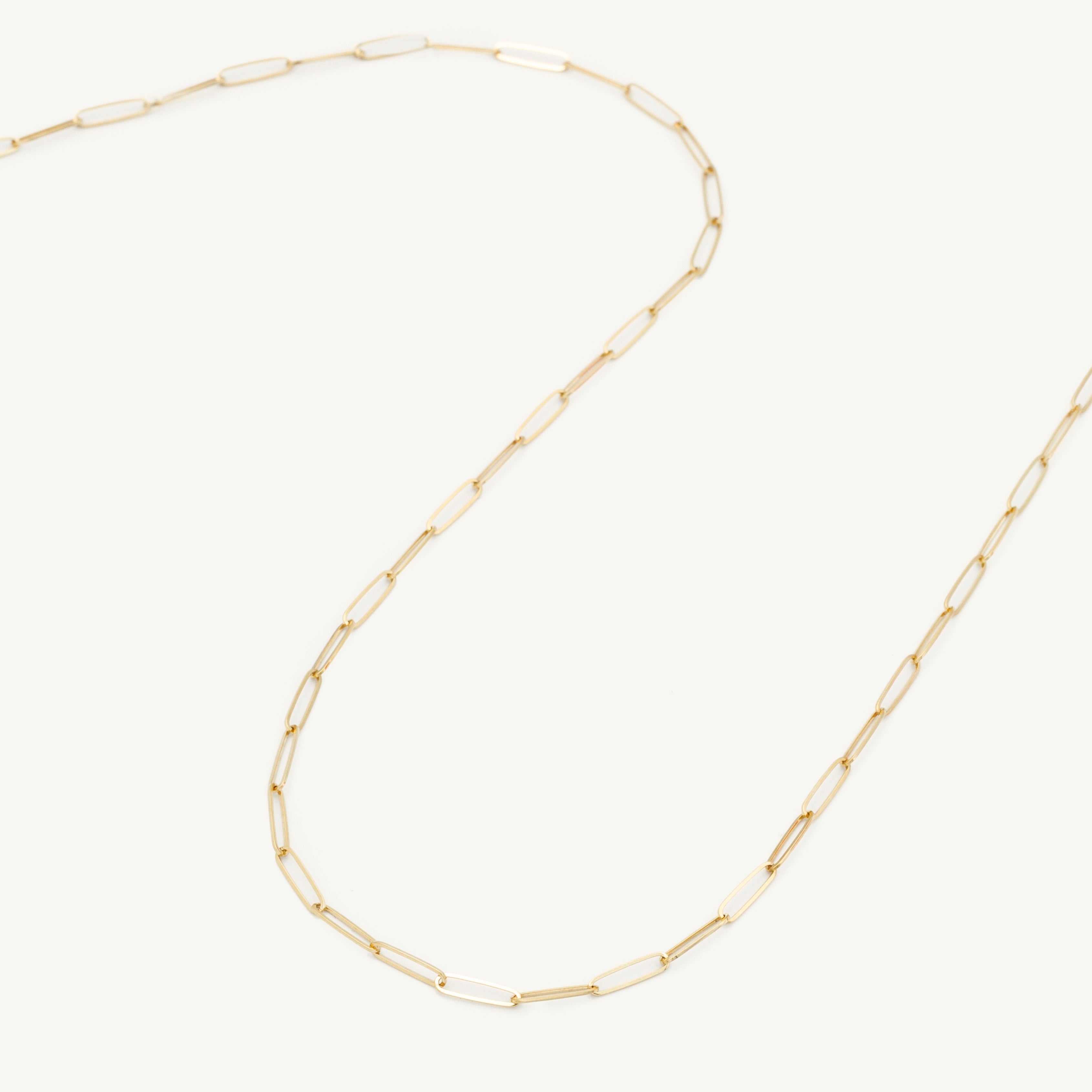 14K Gold Thin Paperclip Necklace