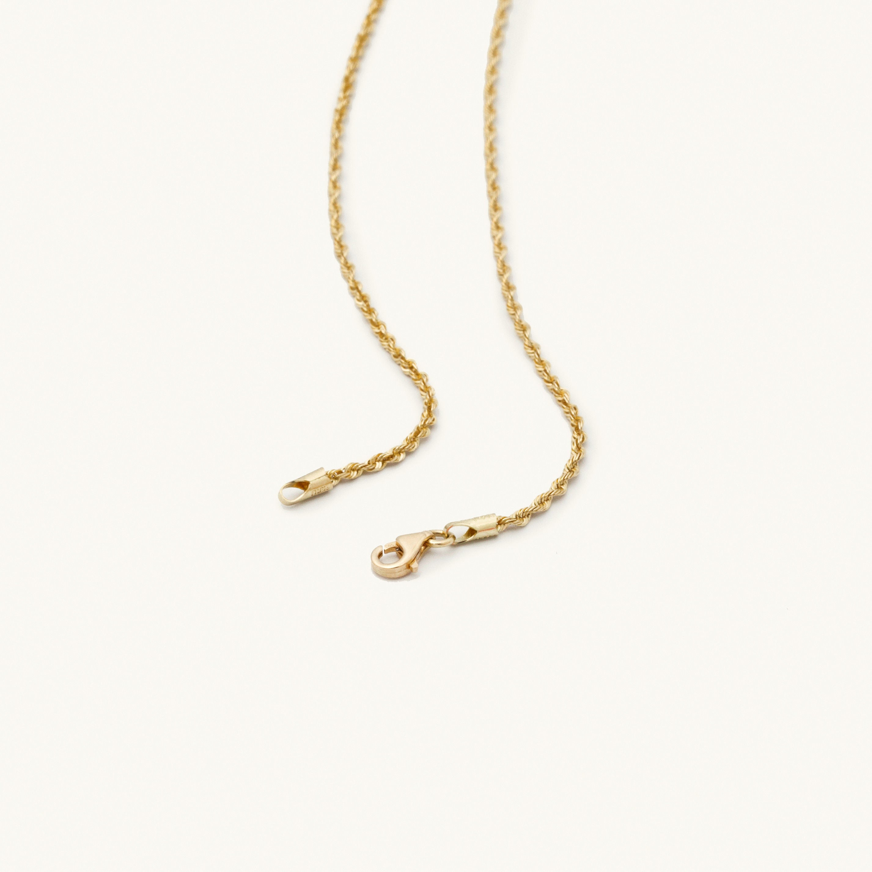 14K Yellow Gold 2.5mm Diamond-Cut Rope Chain Bracelet, solid gold, 7 Inch or 8 Inch, Lobster clasp