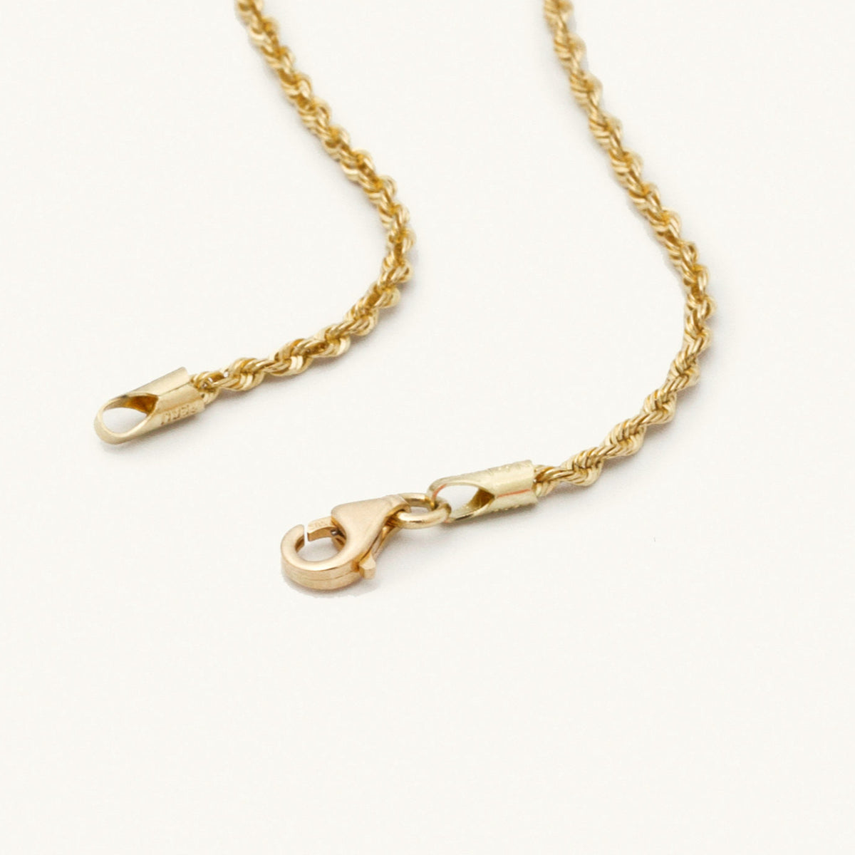 14K Yellow Gold 2.5mm Diamond-Cut Rope Chain Bracelet