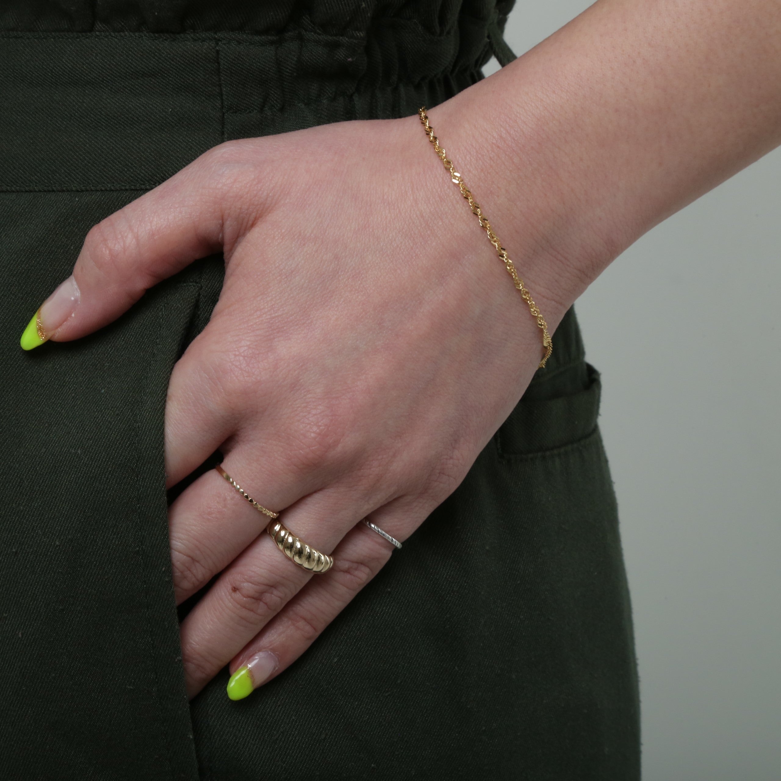 14K Yellow Gold 2.5mm Diamond-Cut Rope Chain Bracelet