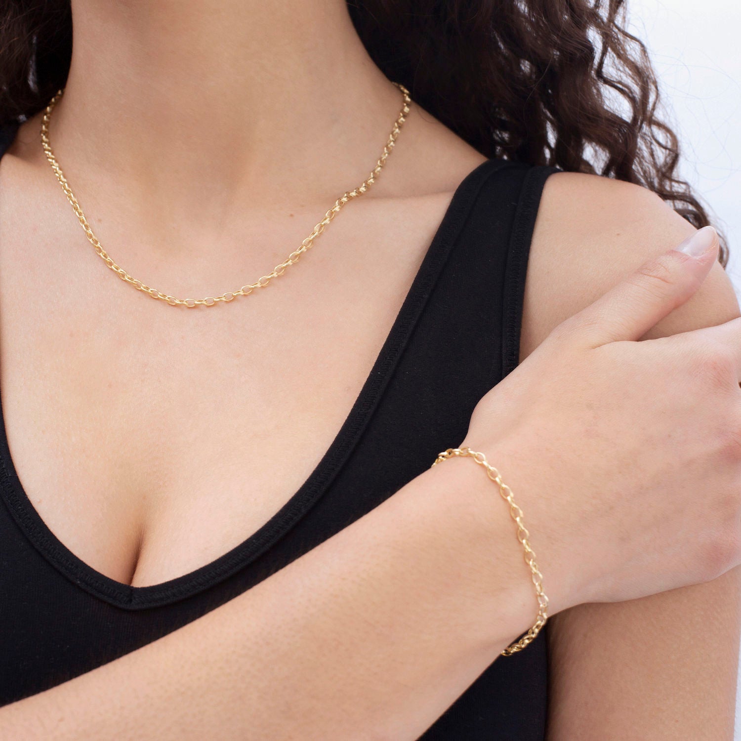 14K Yellow Gold Oval Link Chain Bracelet