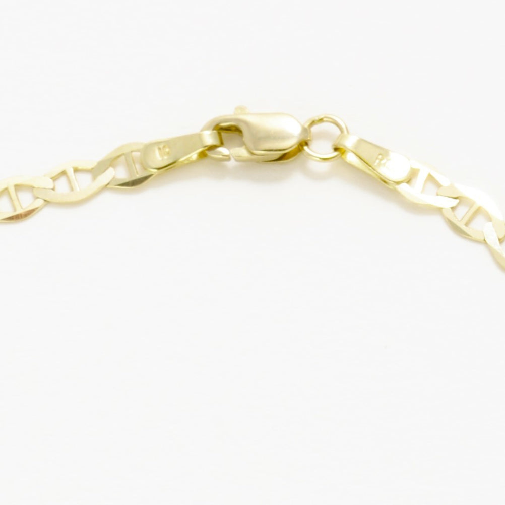 14K Yellow Gold Mariner Link Anklet, 3.2mm