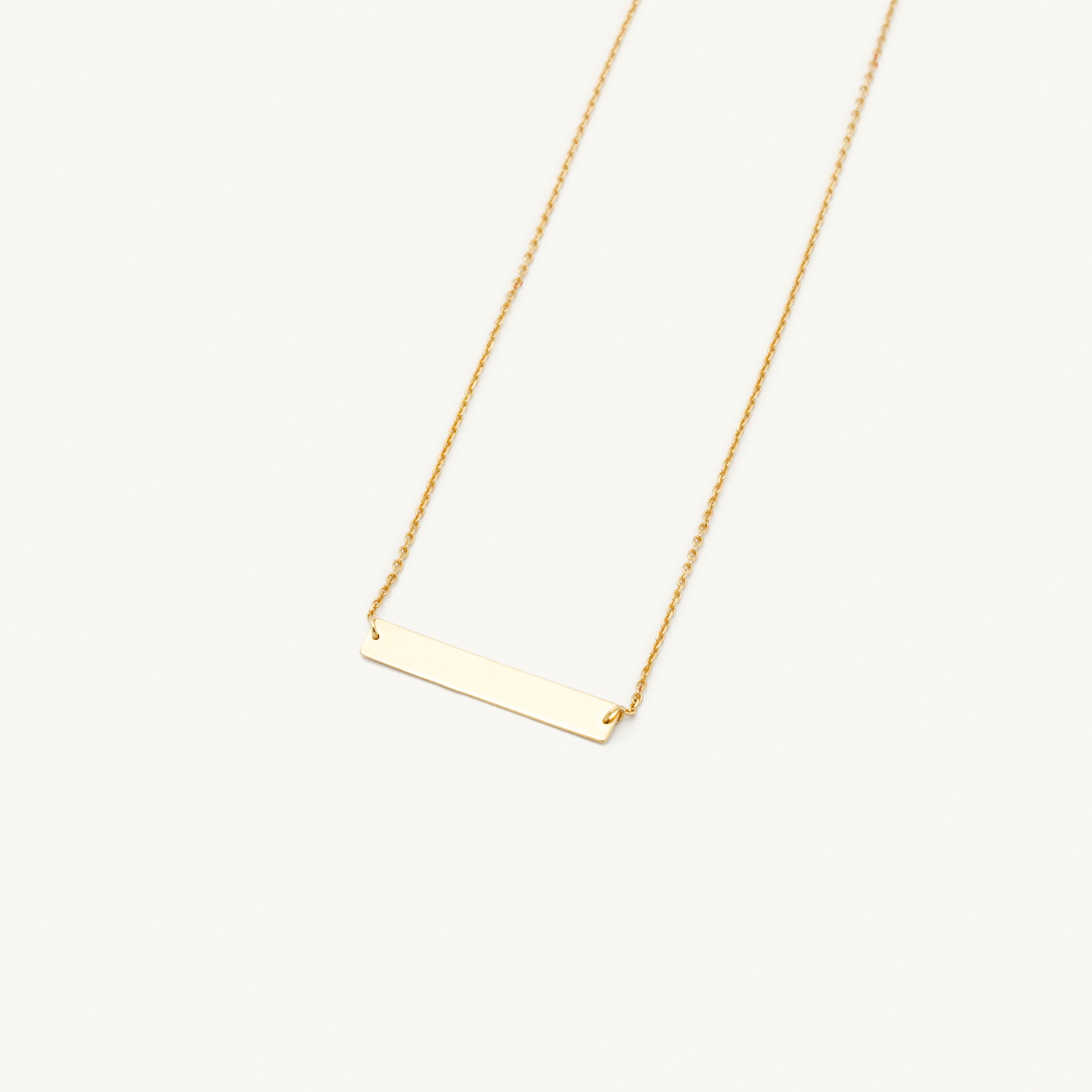 14K Gold Engravable Bar Choker Necklace