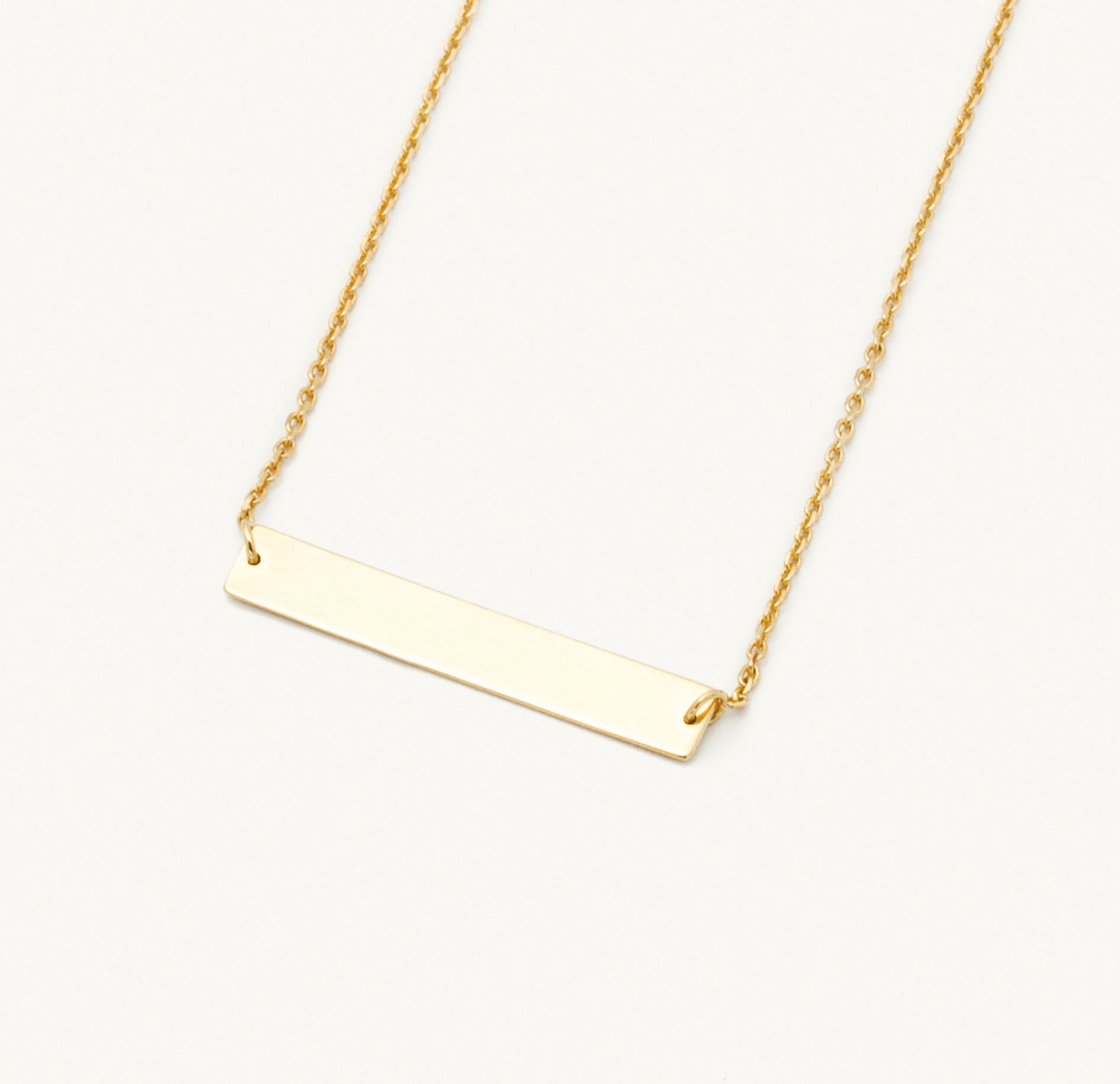 14K Gold Engravable Bar Choker Necklace