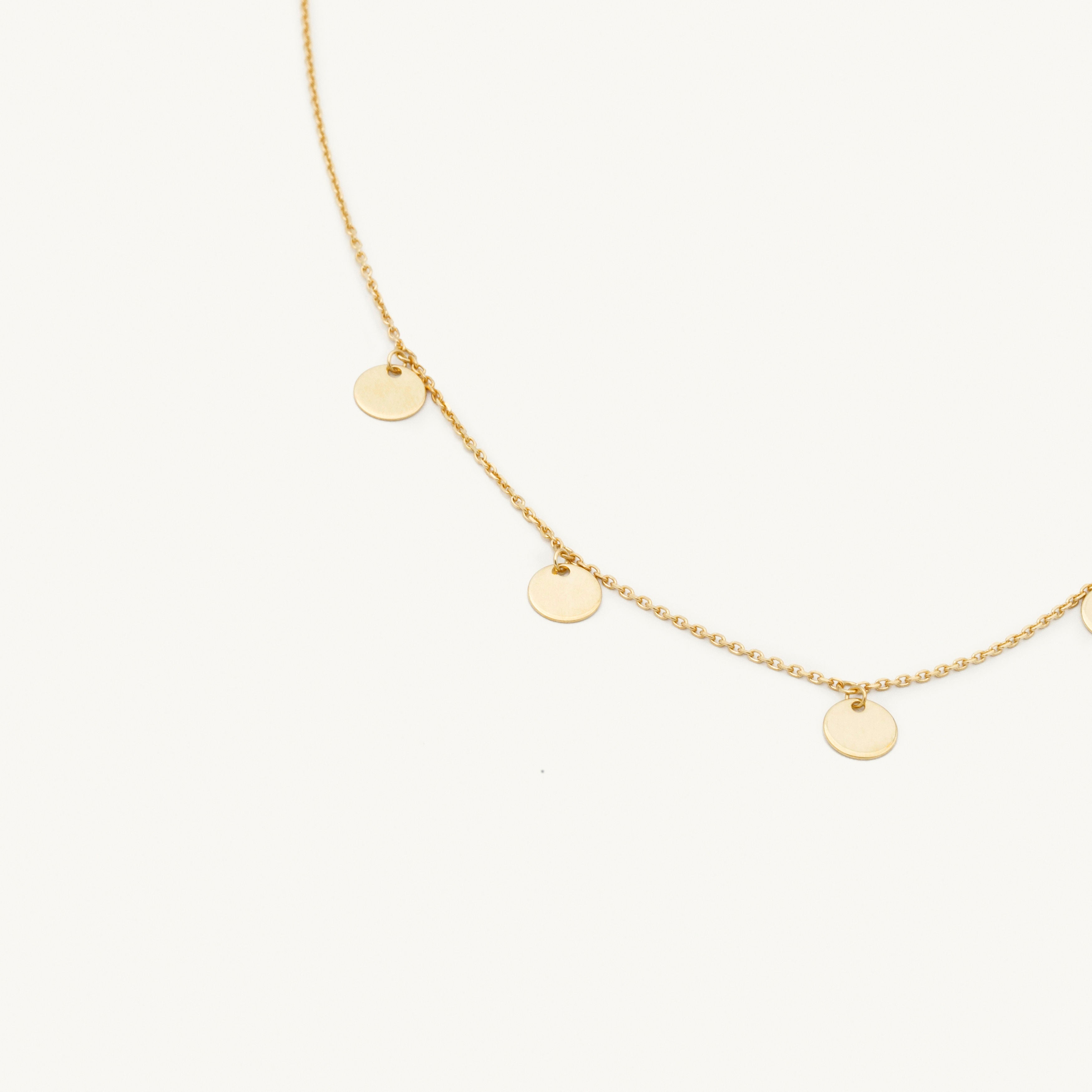 14K Gold Dangle Disc Choker Necklace