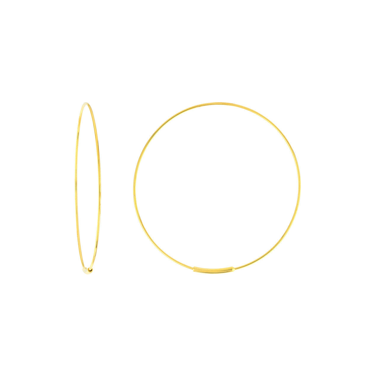 14k gold endless thin hoops